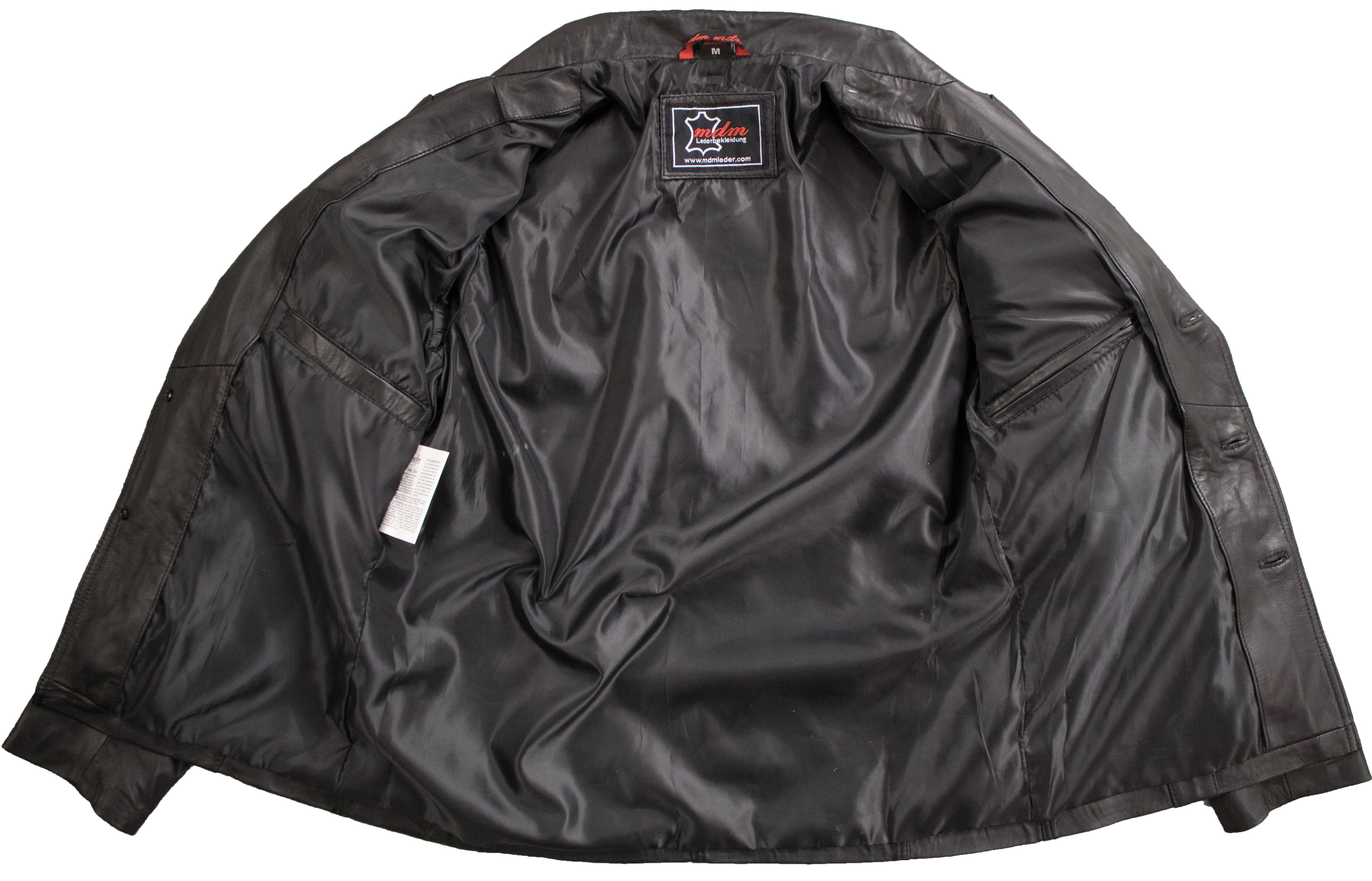 MDM Lederjacke Herren Lederjacke Ledersakko leichte Lamm Jacke Blazer auch in großen Größen erhältlich, schwarz mit Klassischem Kragen
