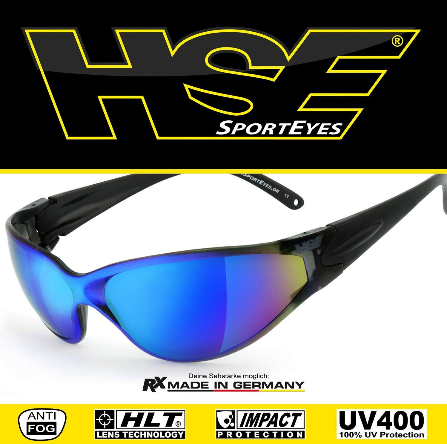 SportEyes DEUCE, durch - Steinschlagbeständig Kunststoff-Sicherheitsglas Sportbrille HSE BIG