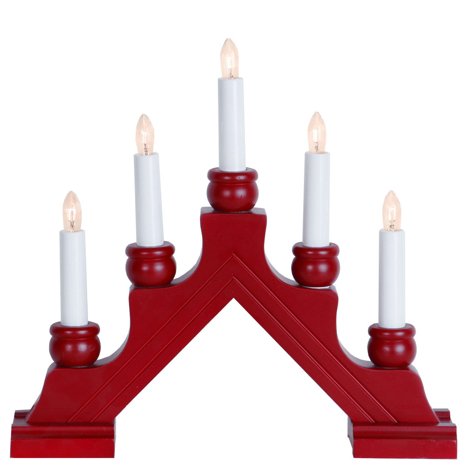STAR TRADING Оконная люстра Lichterbogen Schwibbogen Weihnachtsleuchter 5-flammig Schalter rot, Glühlampe, warmweiß (2100K bis 3000K)