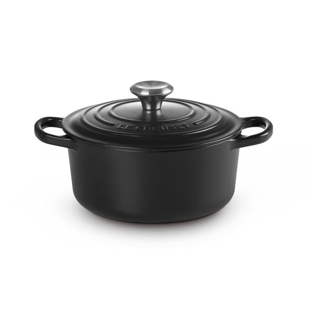 LE CREUSET Bräter Bräter mit Deckel 24 cm Signature Schwarz, Emailliertes Gusseisen, Schmortopf, Cocotte, Bratentopf, ca. 4-5 Personen, Ø24cm, Gusseisen