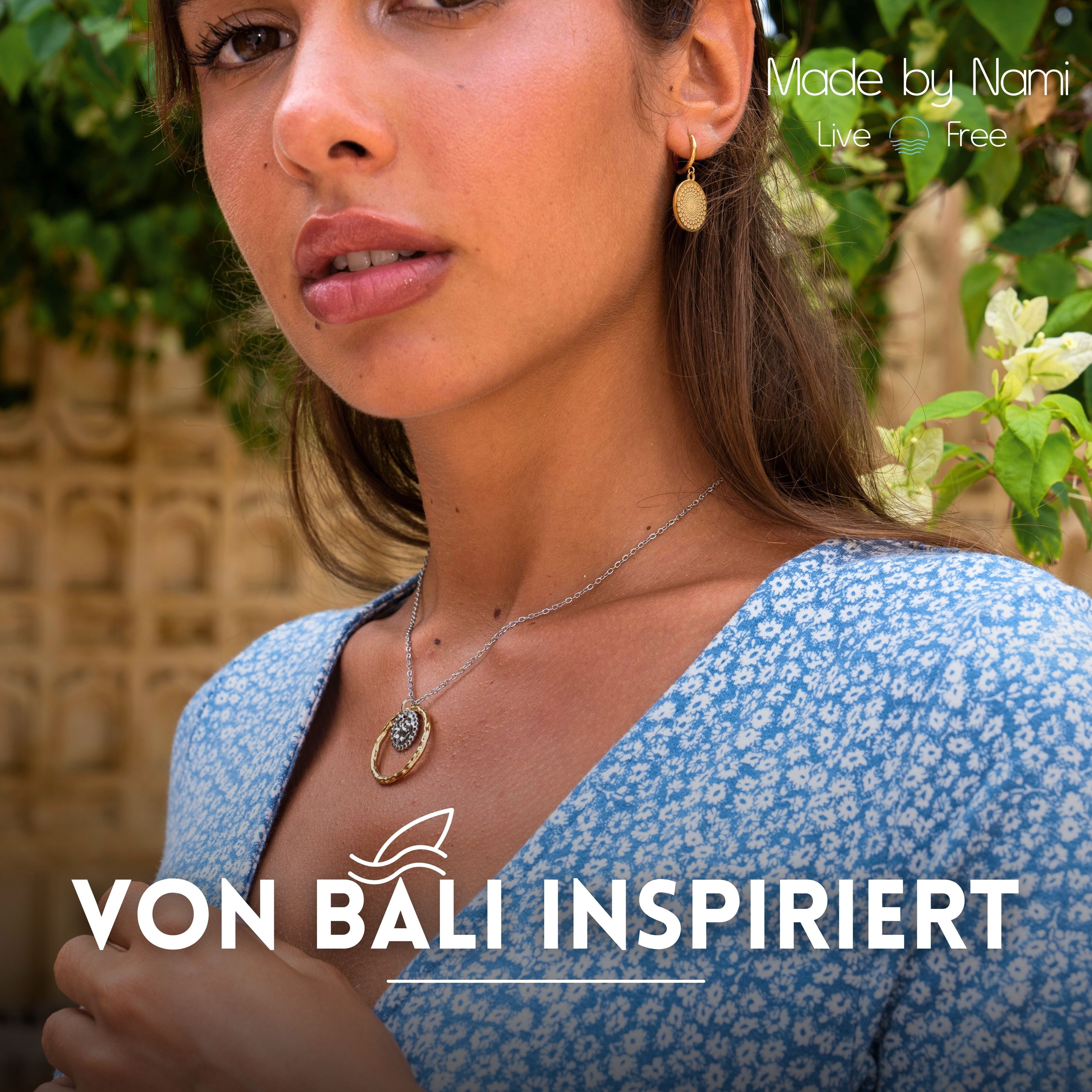 Made by Nami Ohrring-Set Gold Hängend mit Mandala Anhänger aus Chirugischem Edelstahl, Boho Schmuck Damen Hypoallergen Wasserfester Schmuck Sommer