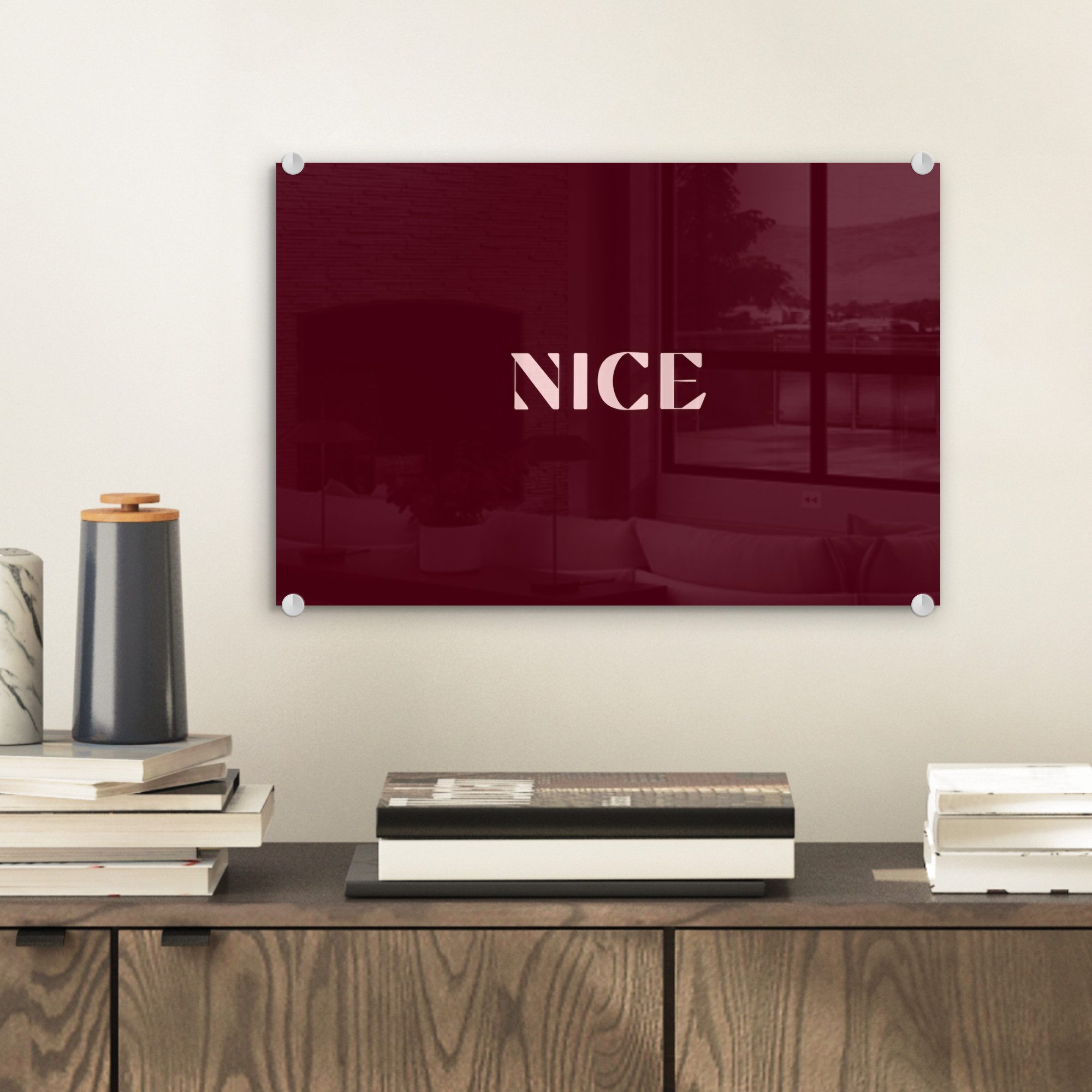 MuchoWow Acrylglasbild Nizza - Bordeaux - Rosa, Inkl. Aufhängung, Glasbilder Wohnzimmer, Schlafzimmer, Flur & Esszimmer, 30x20 cm – Bild 2 von 5