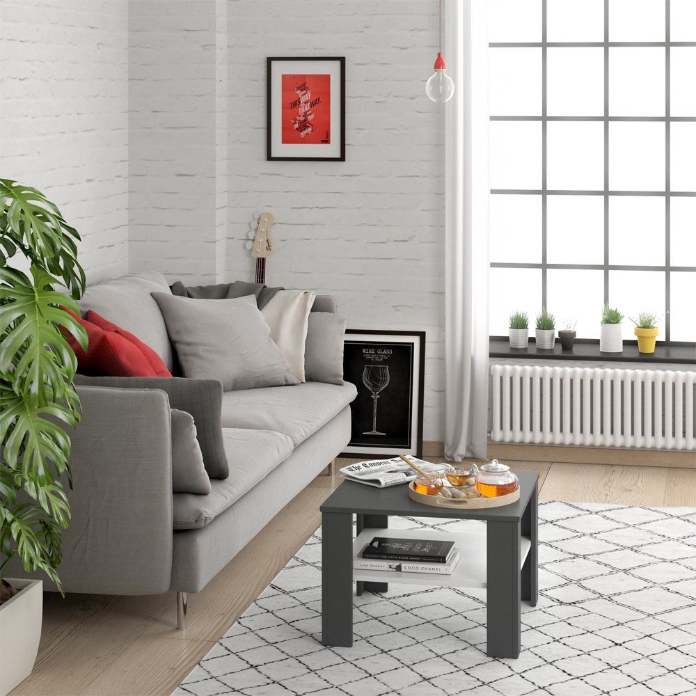 Vicco Couchtisch Homer, Anthrazit/Weiß, 60 x 60 cm günstig online kaufen