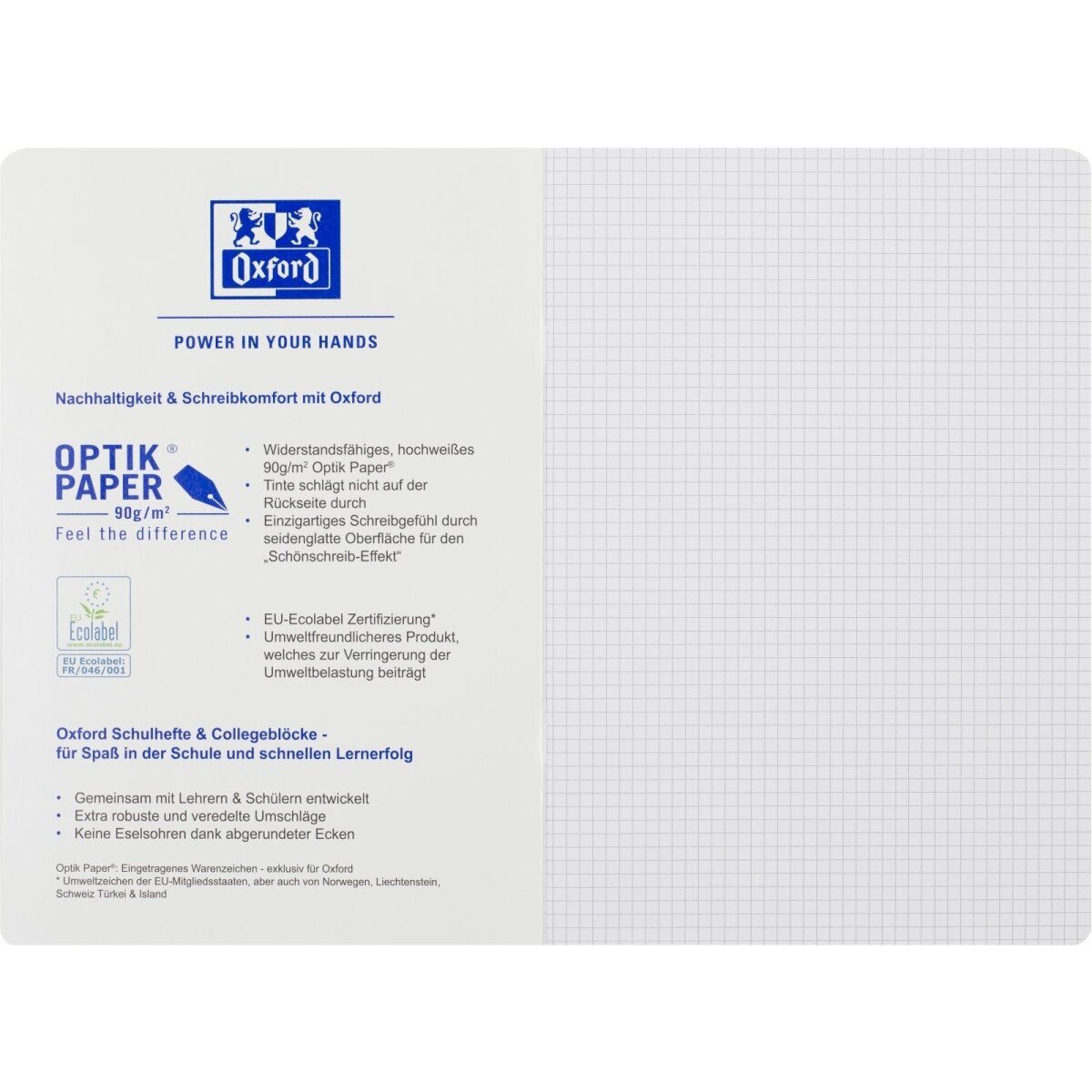 OXFORD Schulheft Schulheft Touch A4 Lineatur 22 16 Blatt 90g/qm Optik Paper hellblau