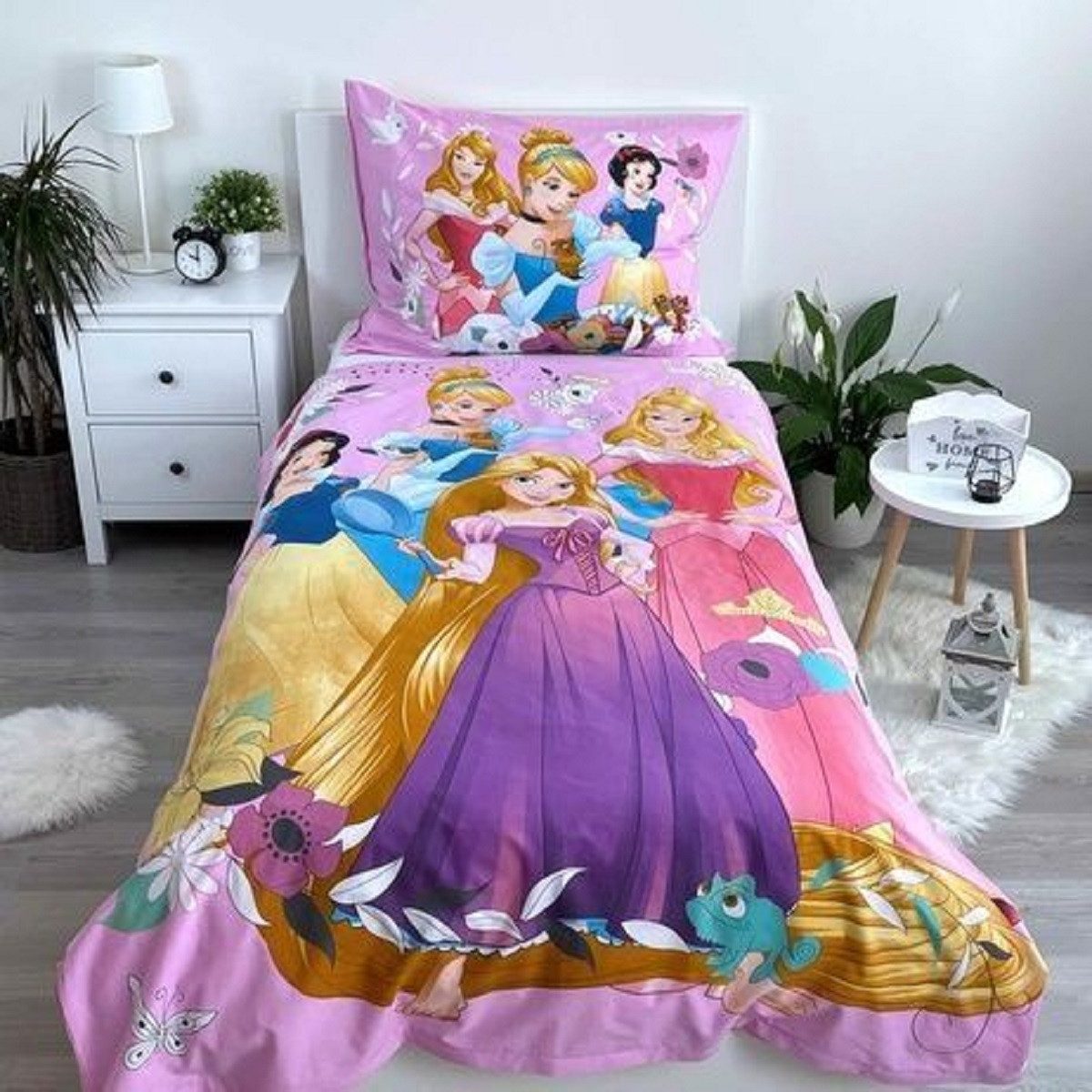 Disney Kinderbettwäsche Prinzessinnen Design Kuschelige Baumwolle, 140x200 cm & 70x90 cm – Bild 2 von 5