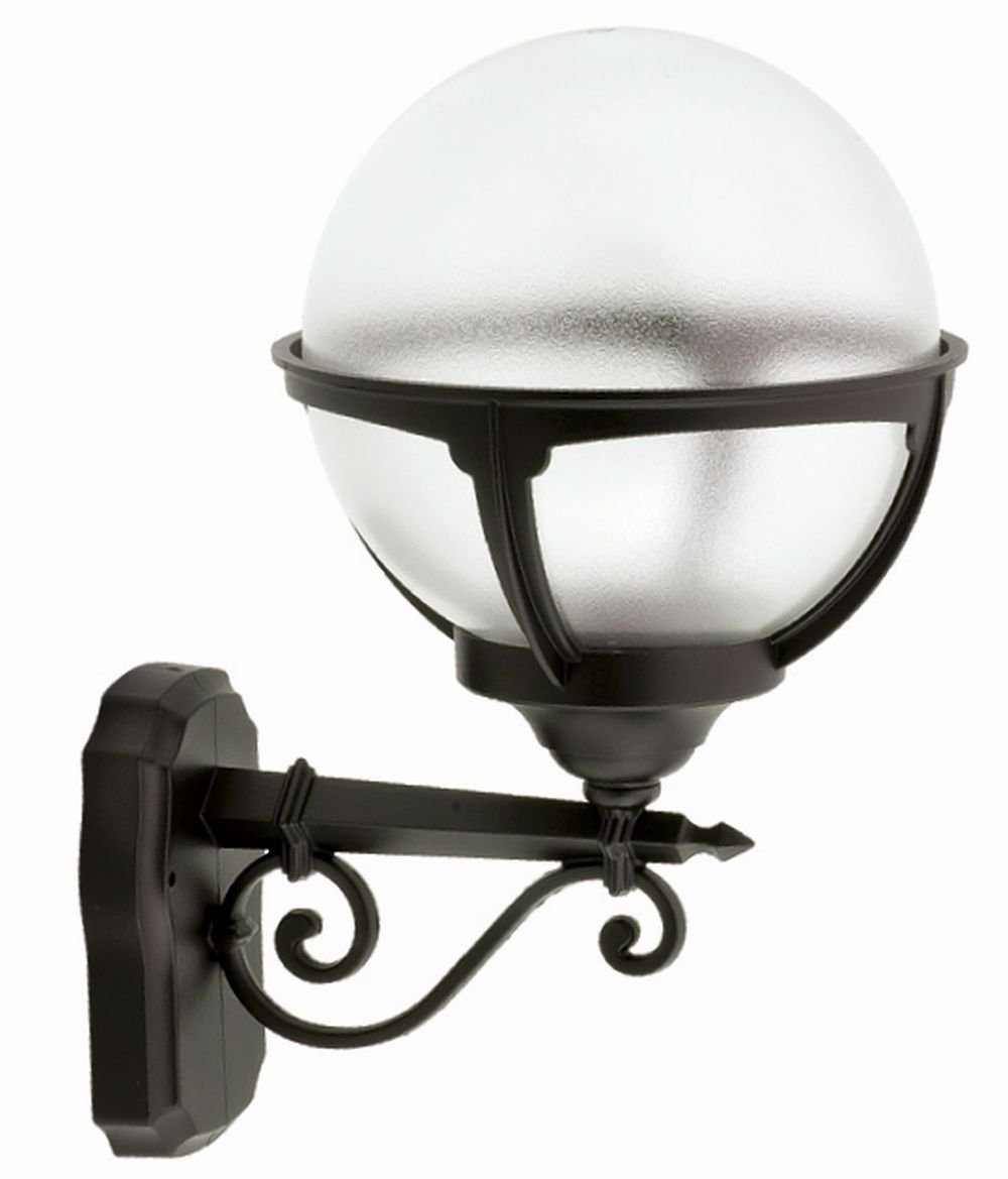 Wandlampe Leuchtmittel, IP44 Schirm ohne Außen-Wandleuchte Schwarz Vintage Kugel E27 außen Licht-Erlebnisse RAGNELL, Außenlampe