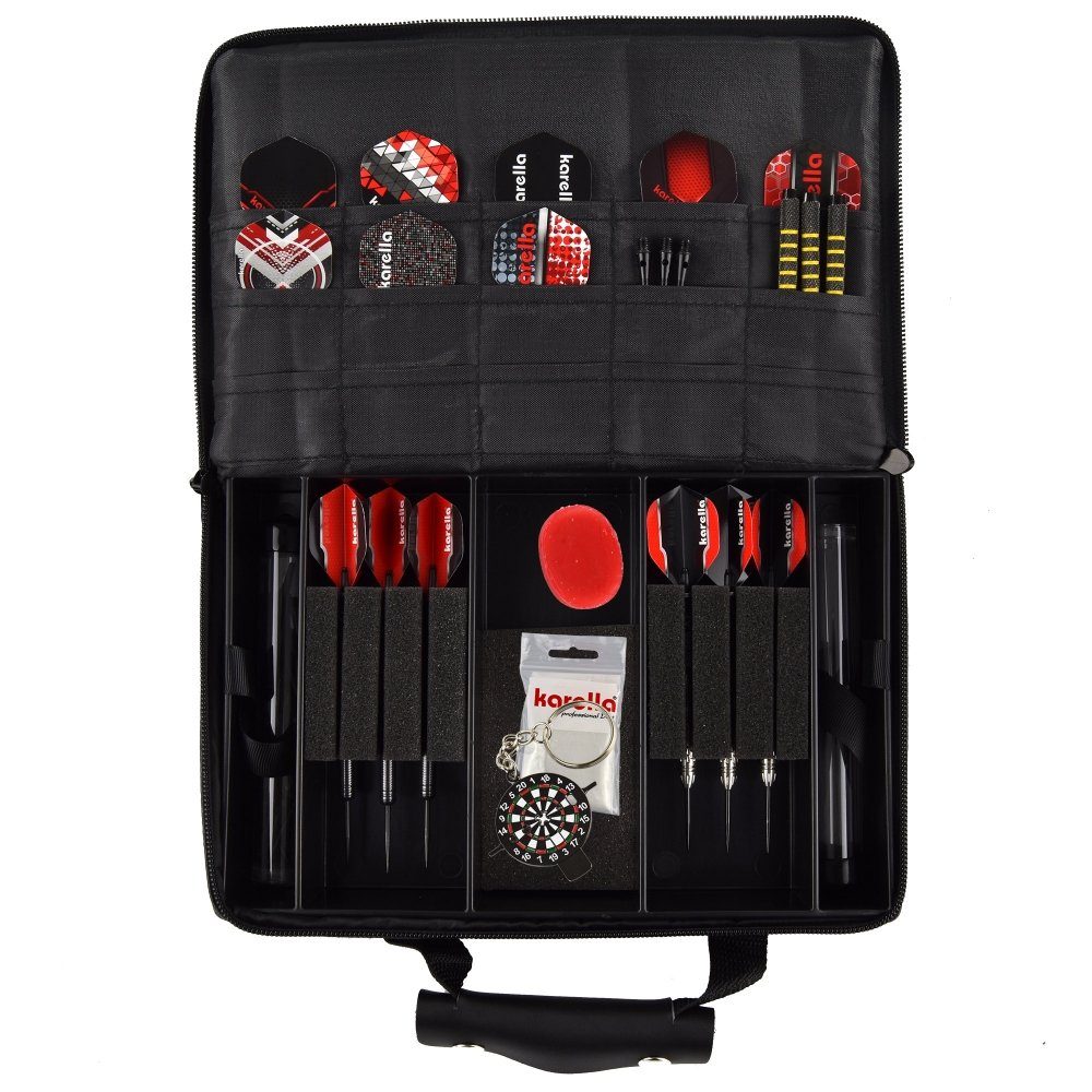 Karella Dartpfeil Darttasche MASTER PAK Kunstleder Edition, schwarz