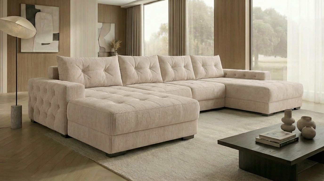 A&J MöbelLand GmbH Ecksofa VIENA, FABIO, VALTOR, MODENA mit Schlaffunktion, Bonellfederkern, Viele Varianten zur Auswahl – wählen Sie Farbe!, TOP ANGEBOT!