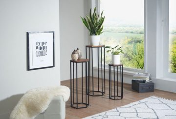 KADIMA DESIGN Blumenständer Holztisch Set mit Metallgestell, Dekorativ & vielseitig einsetzbar