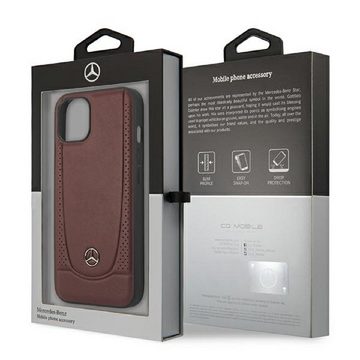 Mercedes Handyhülle Case iPhone 14 Plus Echtleder weinrot 6,7 Zoll, Kantenschutz