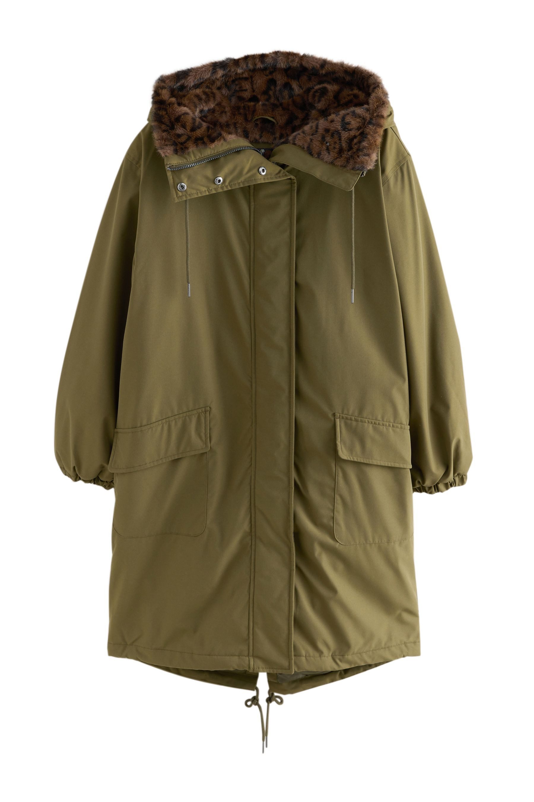 Next Fellimitatmantel Parka Animal-Print mit Kunstfellfutter, günstig online kaufen