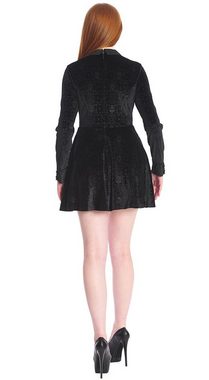 Banned A-Linien-Kleid Melancholie Gothic Dress Totenkopf Pentagramm Samtkleid