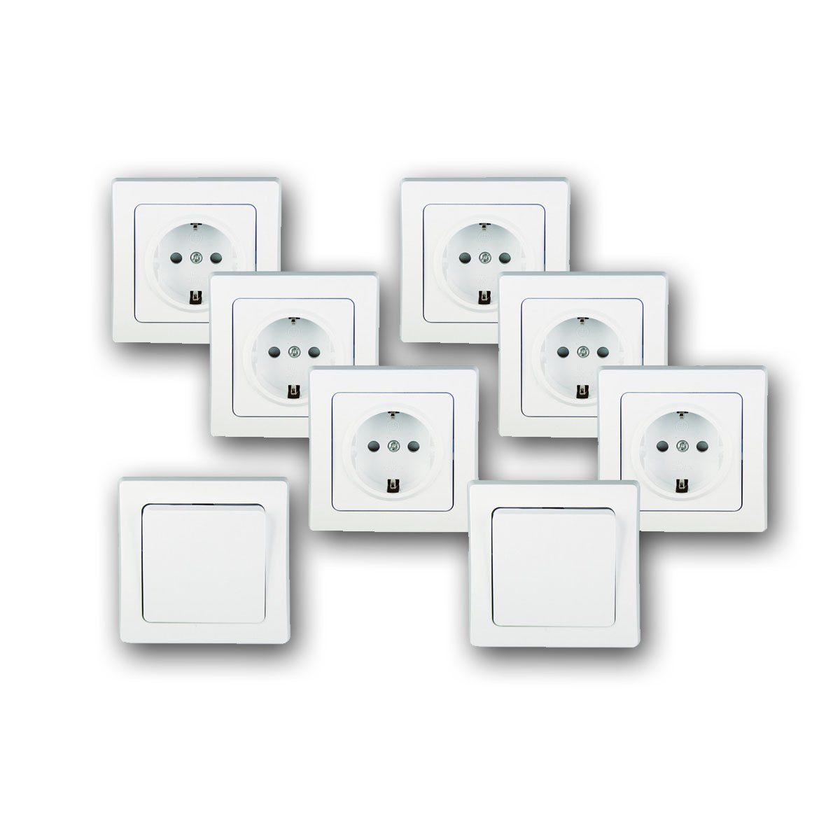 ChiliTec Unterputz-Steckdose DELPHI Starter-Kit, 8er Set 250V~/ 16A, UP, weiß