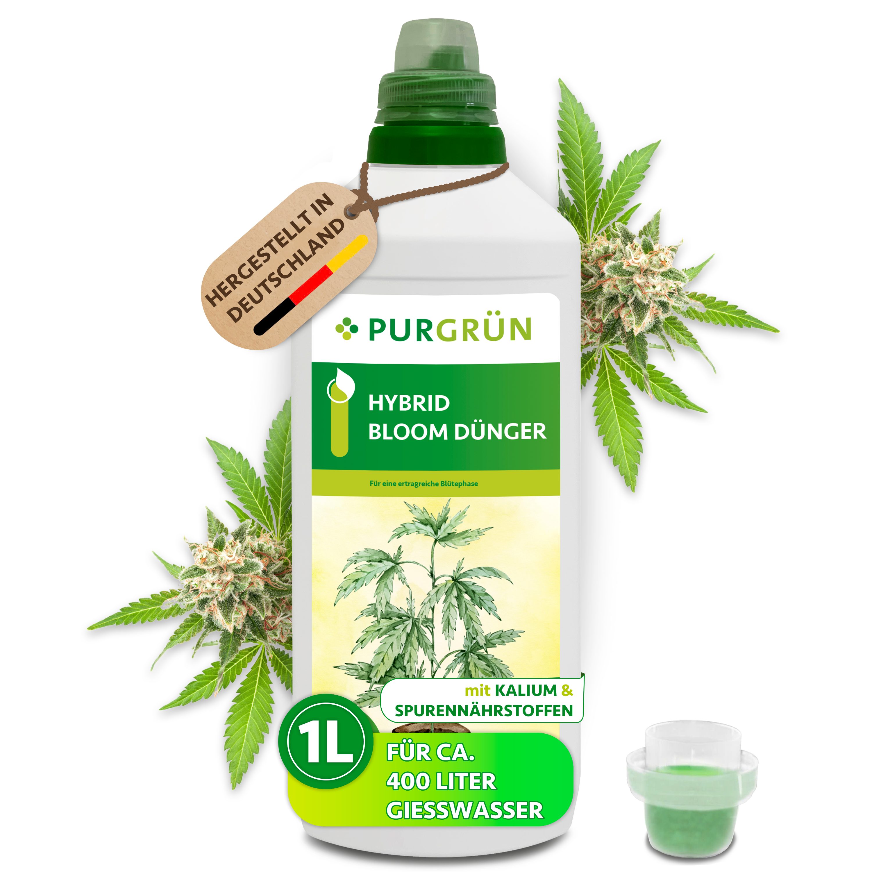 Purgrün Pflanzendünger Hybrid Bloom Dünger, NPK 3+5+7, Indoor & Outdoor, 1 Liter, Flüssigdünger, 1-St., 1 Liter