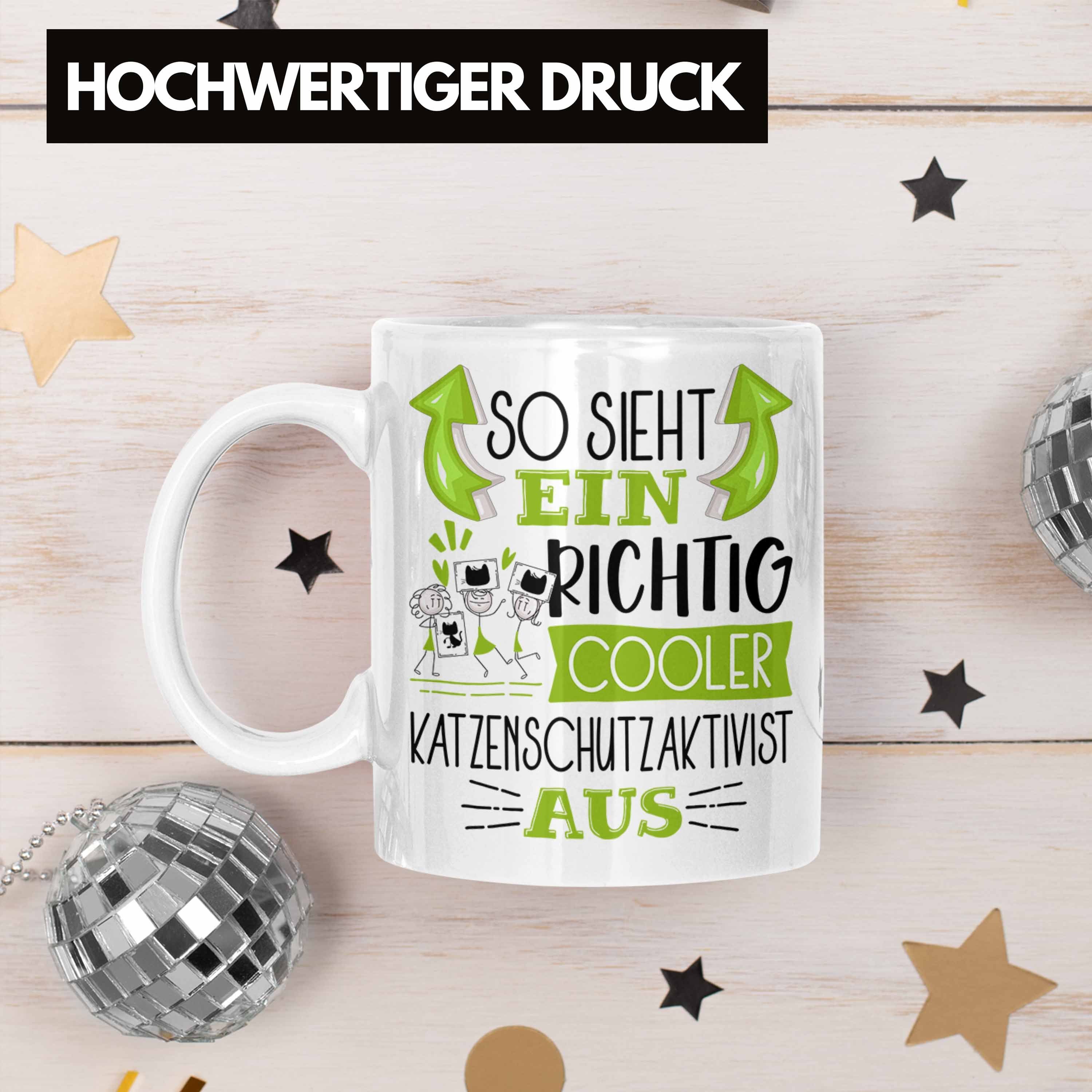 So Tasse Katzenschutzaktivist Katzenschutzakt Sieht Trendation Richtig Ein Cooler Weiss Tasse