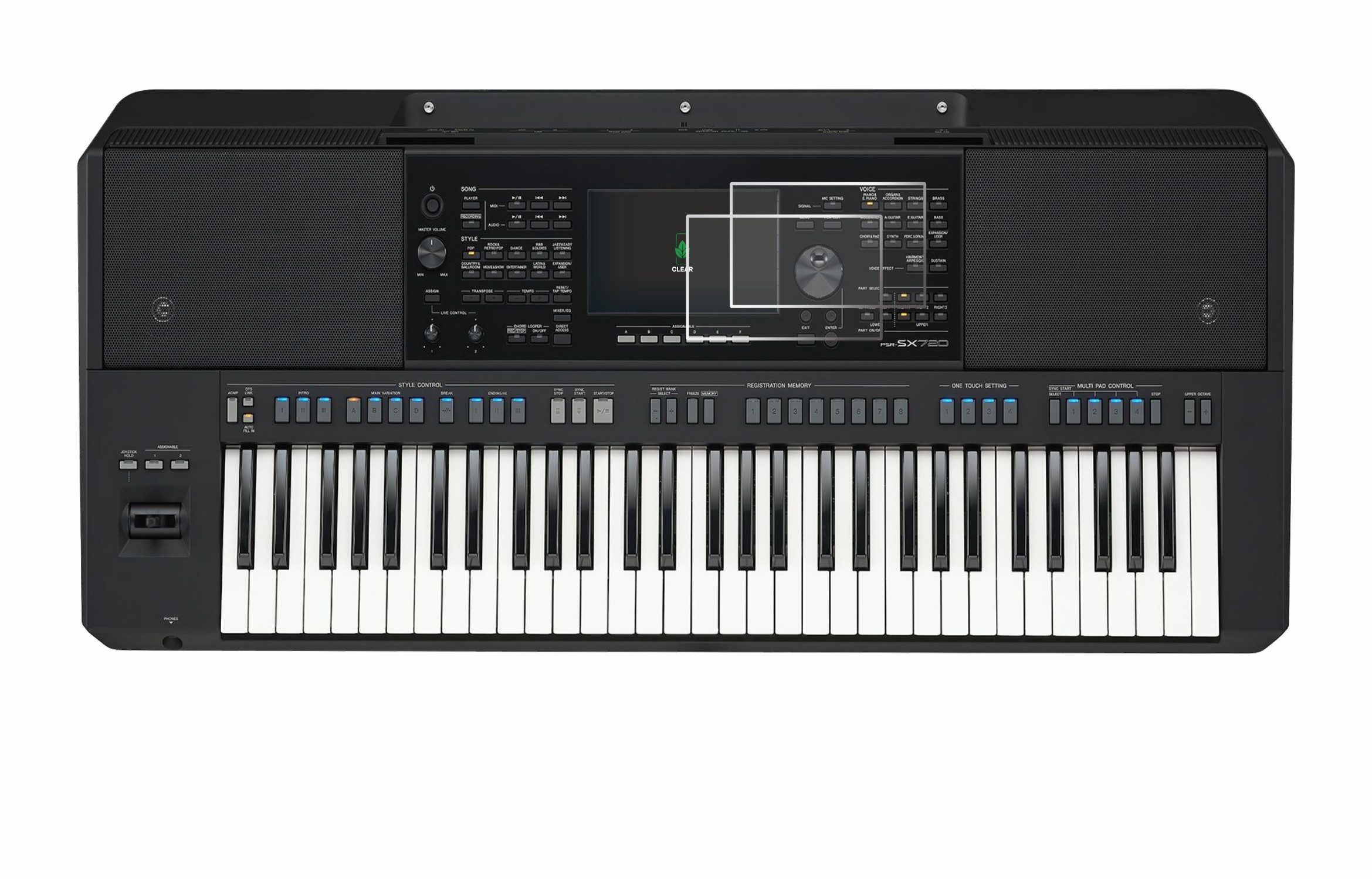 ScreenLeaf Displayschutzfolie Schutzfolie für Yamaha PSR-SX720, 2 Stück, Displayschutz Schutz Folie Klar Transparent