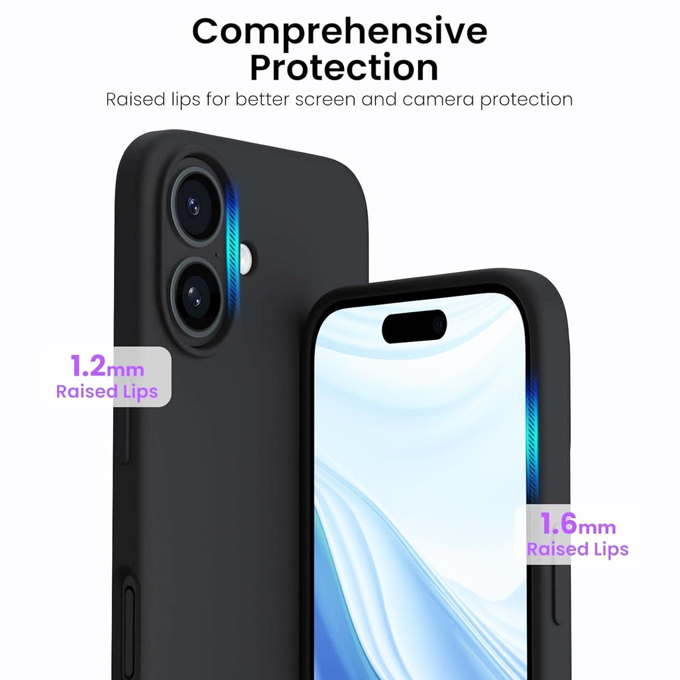 CoolGadget Handyhülle Silikon Case für das Apple iPhone 16 Slim TPU Cover 6,1 Zoll, Weiche Schutz Hülle mit Innen Fleece aus Stoff Handy Tasche – Bild 4 von 5