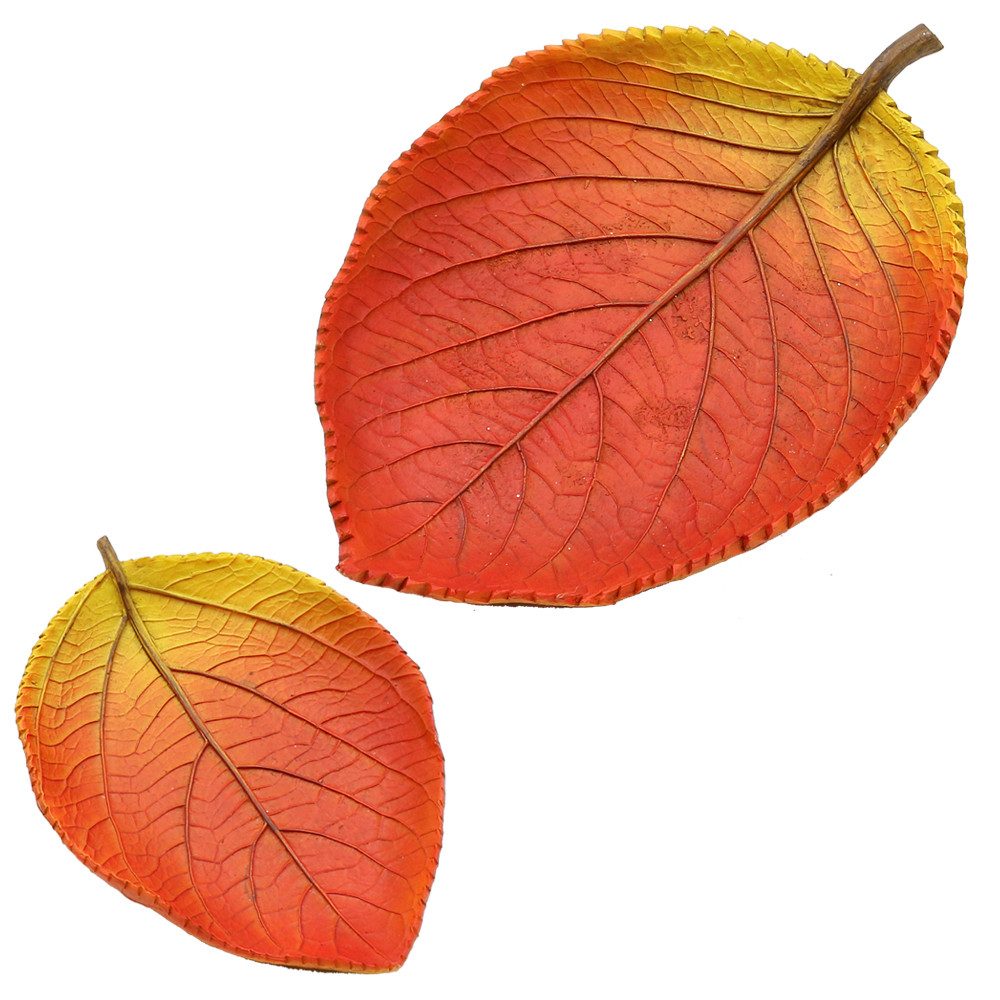 Dekohelden24 Dekoschale Herbstblatt - Herbstschale - Dekoschale in Blattform als 2er Set
