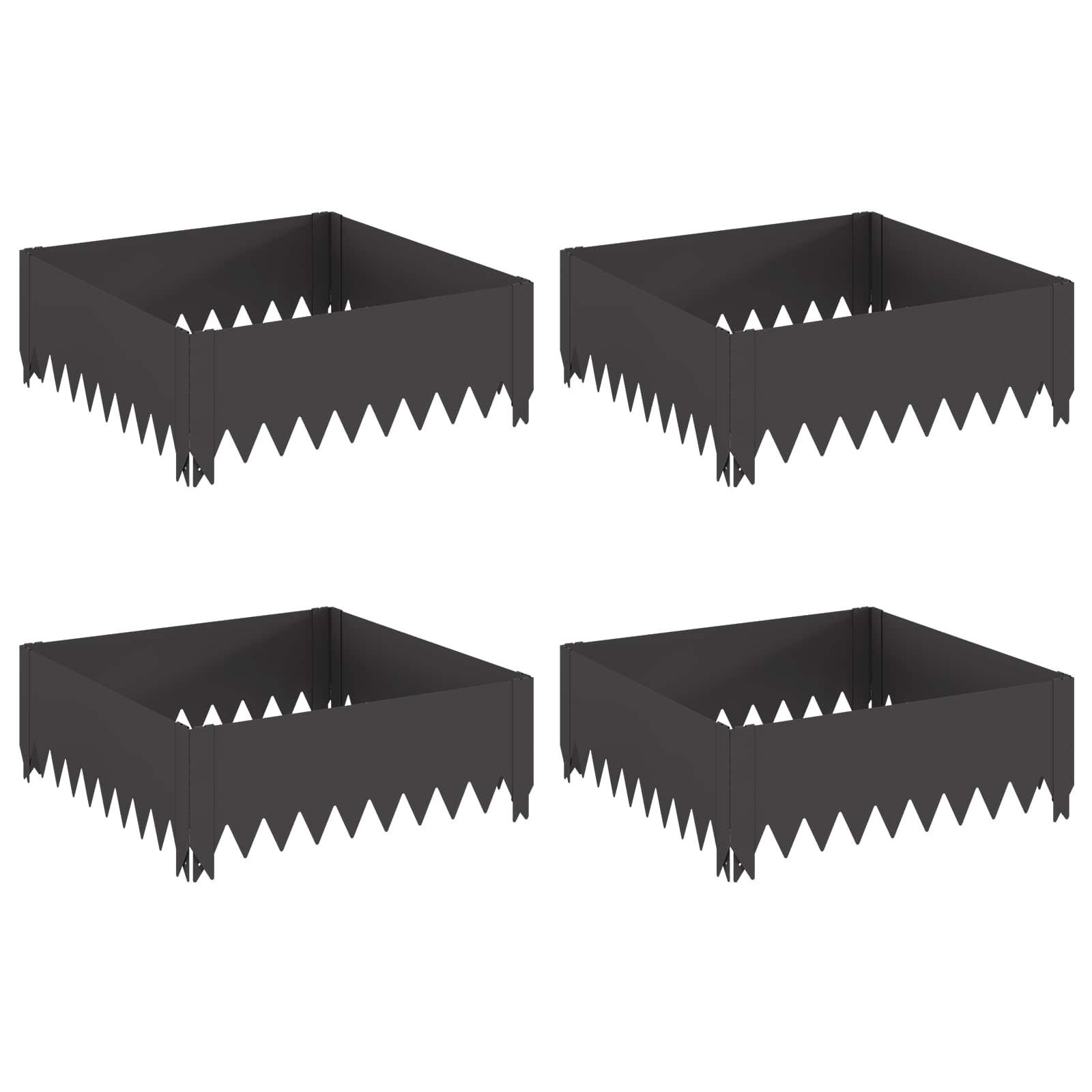 vidaXL Beetumrandung Raseneinfassung 4 Stk. 60 x 60 x 20 cm Stahl Schwarz