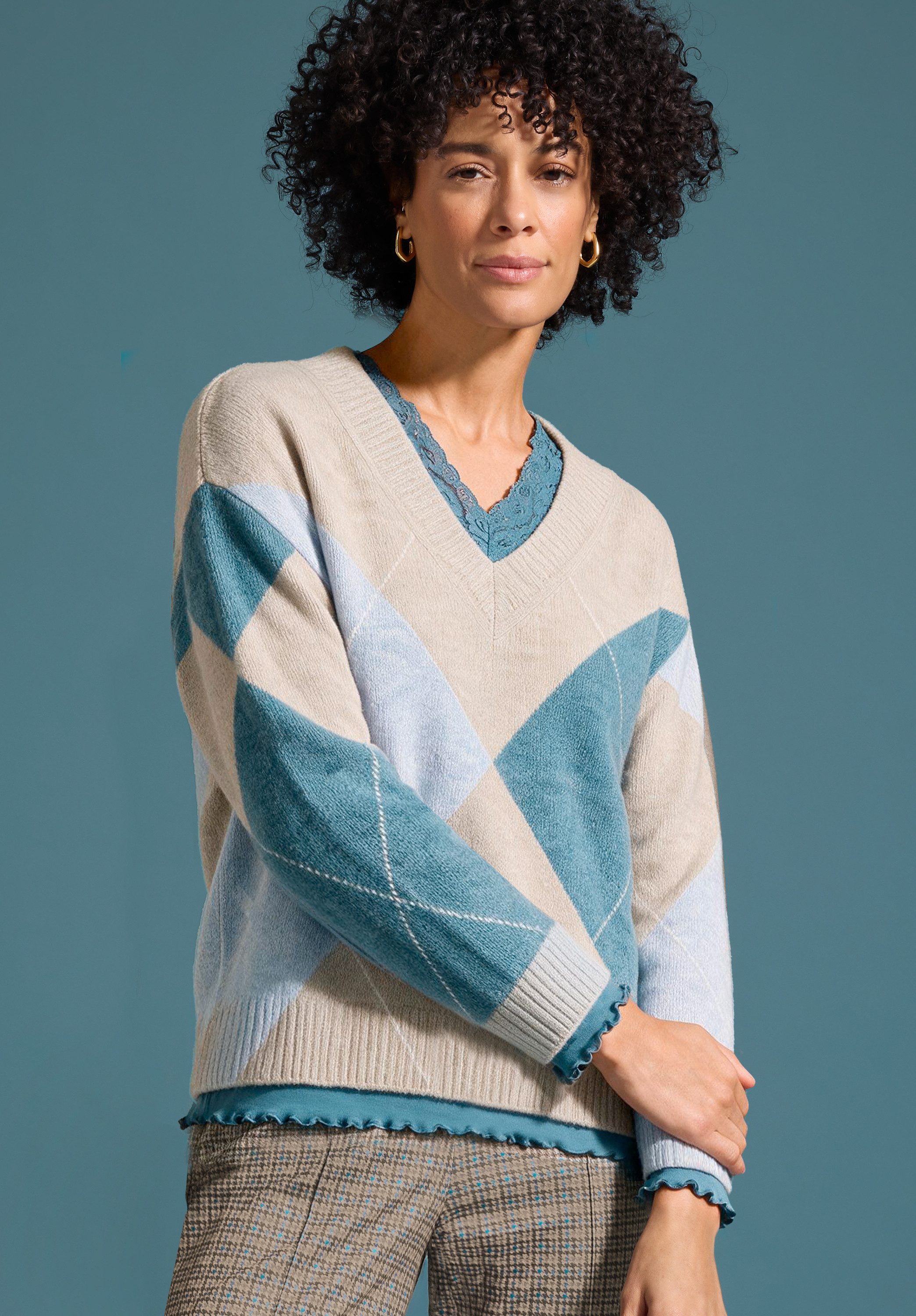 bianca Strickpullover VENUS in zeitloser Eleganz mit Rautenmuster