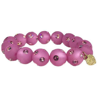 Coloristers Armband Perlenarmband Bari Pink Classico mit Pinken Kristallen (Größe:M)