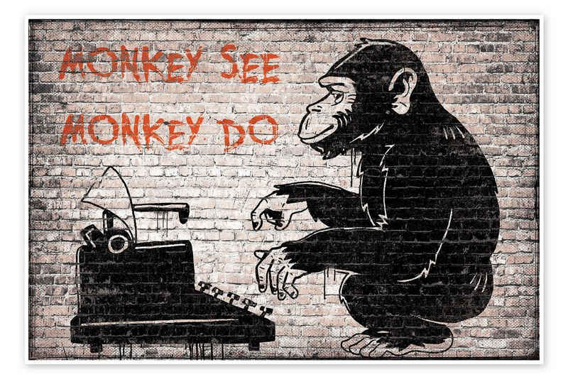Posterlounge Poster Pineapple Licensing, Banksy - Monkey See Monkey Do, Büro Kindermotive