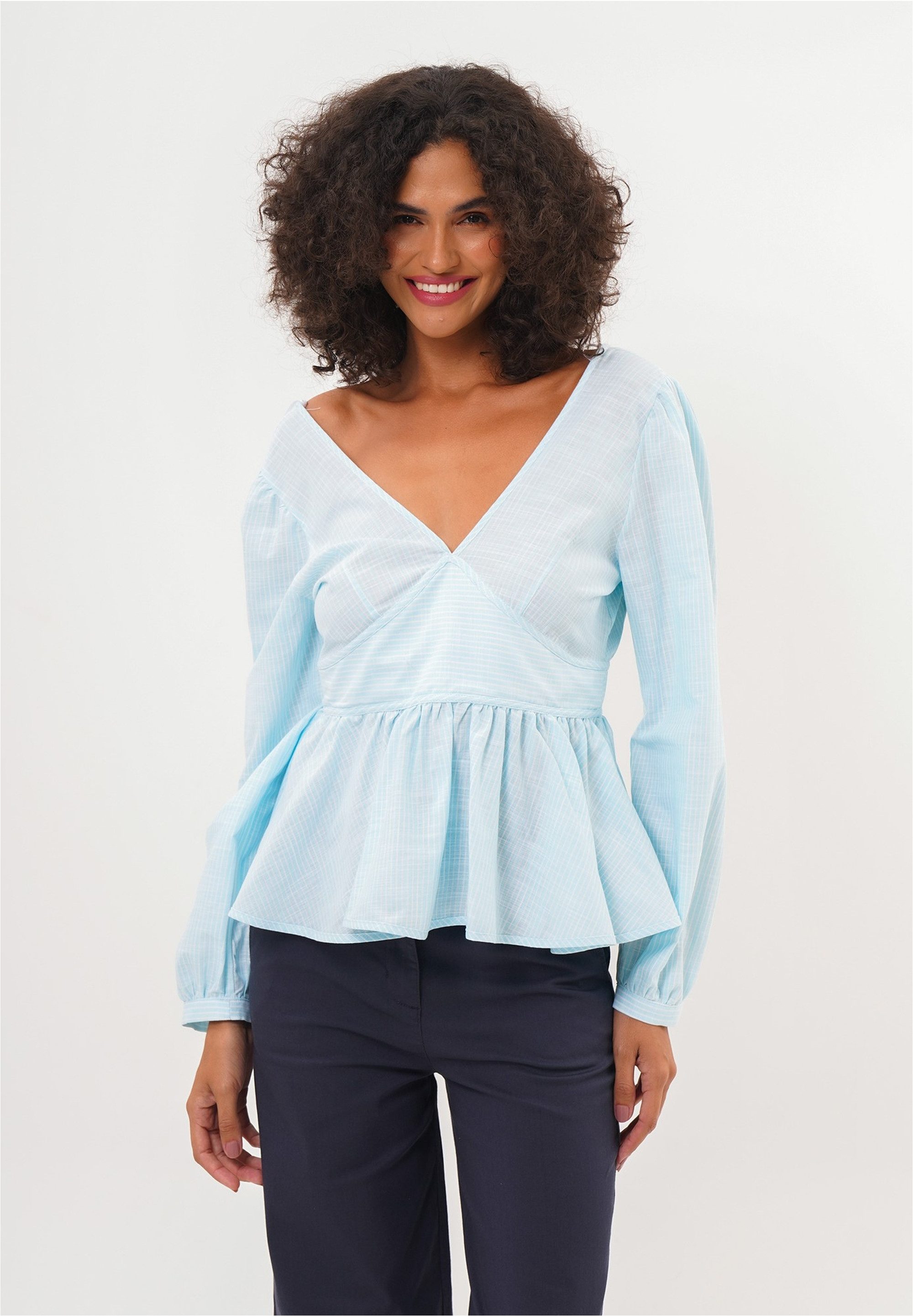 freshlions Klassische Bluse Brielle mit gestreiftem Design