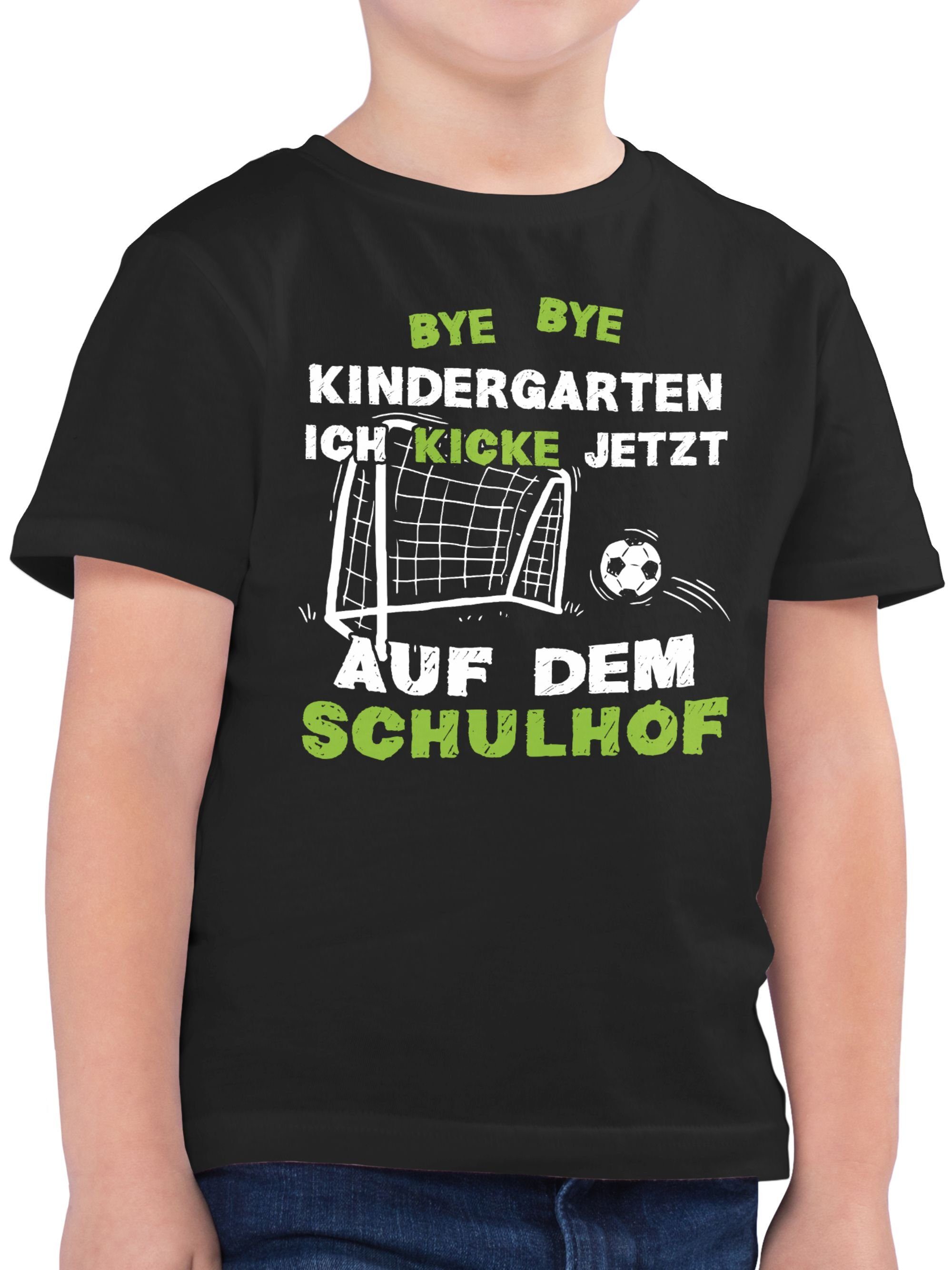 Shirtracer T-Shirt Bye Bye Kindergarten - Kicke Schulhof Einschulung Junge Schulanfang Geschenke 03 Schwarz