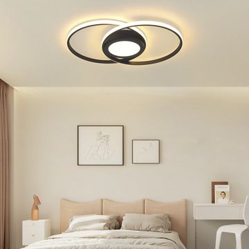 ZMH LED Deckenleuchte Dimmbar Modern 48W mit Fernbedienung Flur Schlafzimmer, LED fest integriert, 3000-6500k, Deckenbeleuchtung Küchenlampe Metall, Schwarz