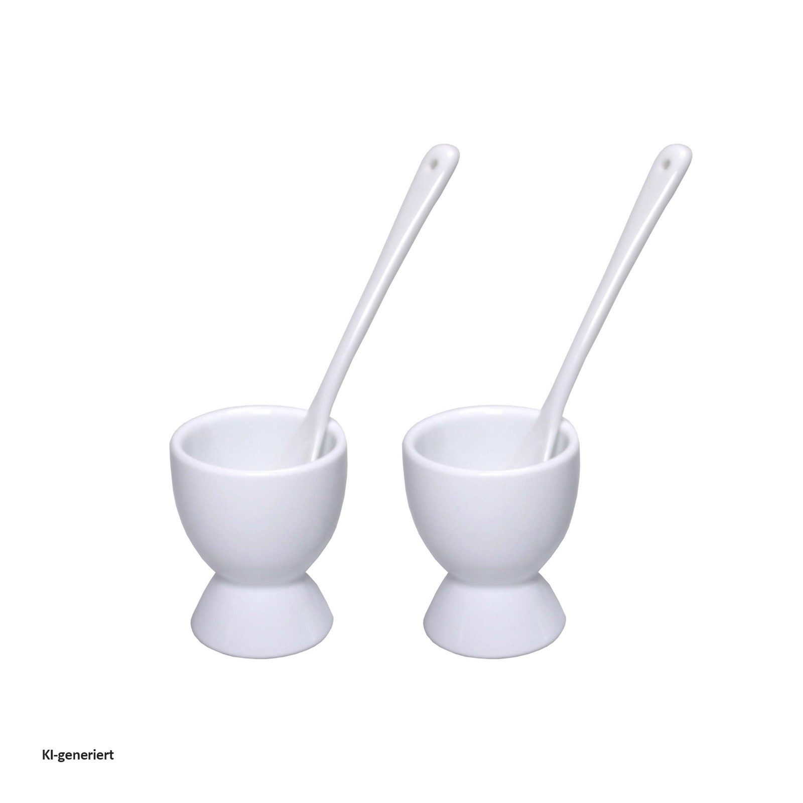 Neuetischkultur Eierbecher Eierbecher Porzellan 2er Set mit Löffel, (Set, 4-tlg., 2 Eierbecher, 2 Eierlöffel), Porzellanlöffel Frühstücksgeschirr