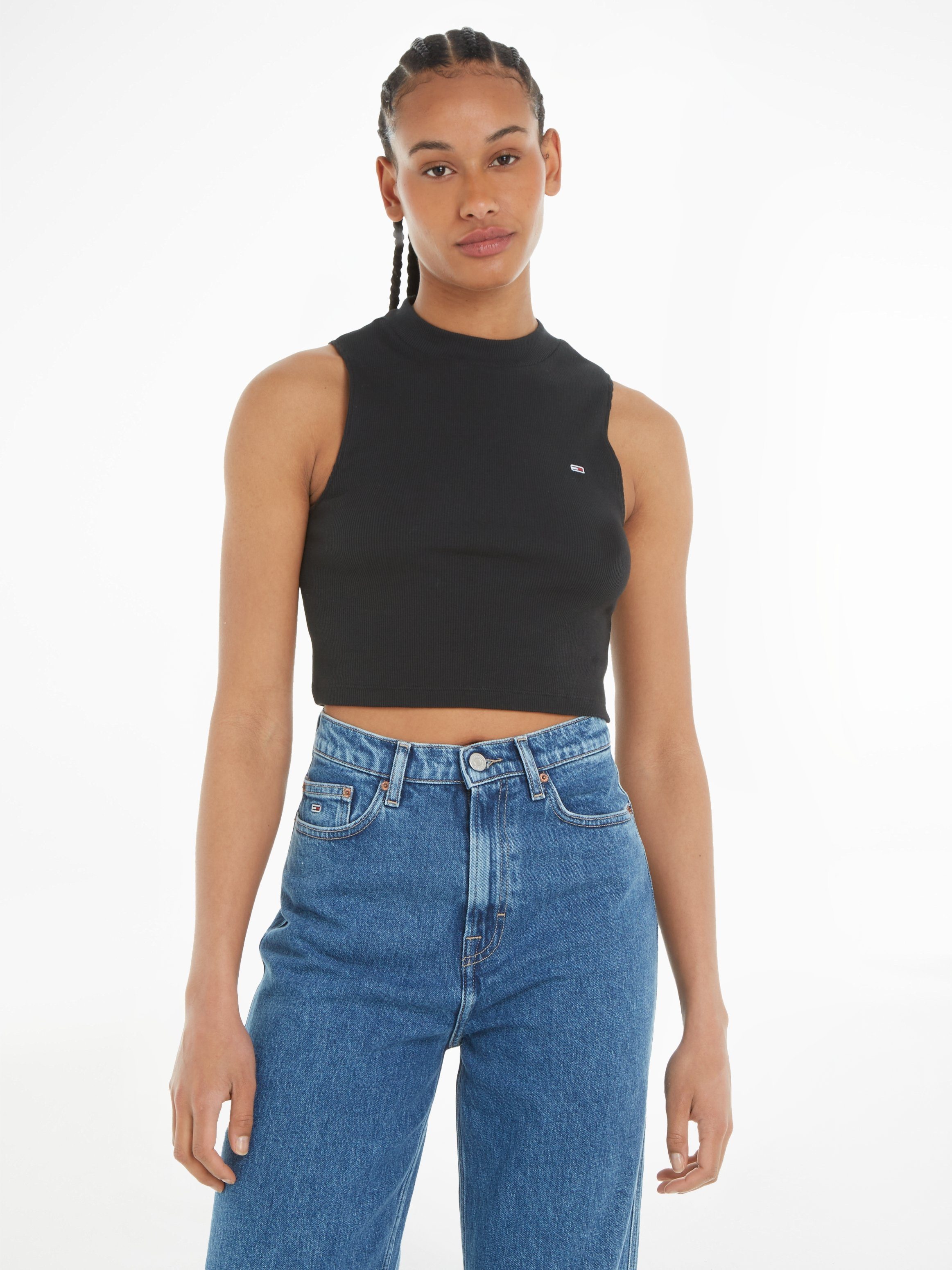 Tommy Jeans Tanktop TJW CRP MOCKNECK RIB TANK mit Logostickerei