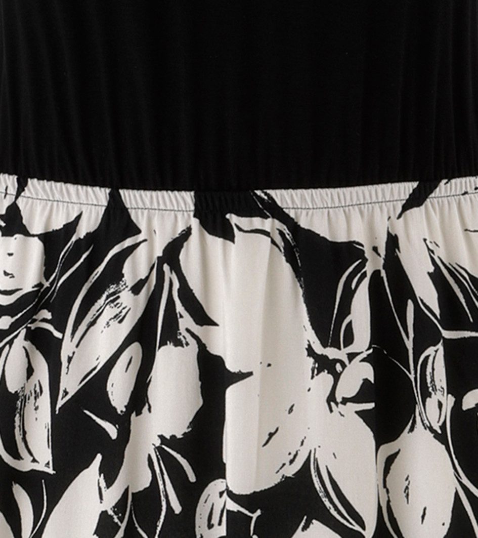 Aniston SELECTED Sommerkleid unifarbenes Shirtteil und geblümten Rockteil