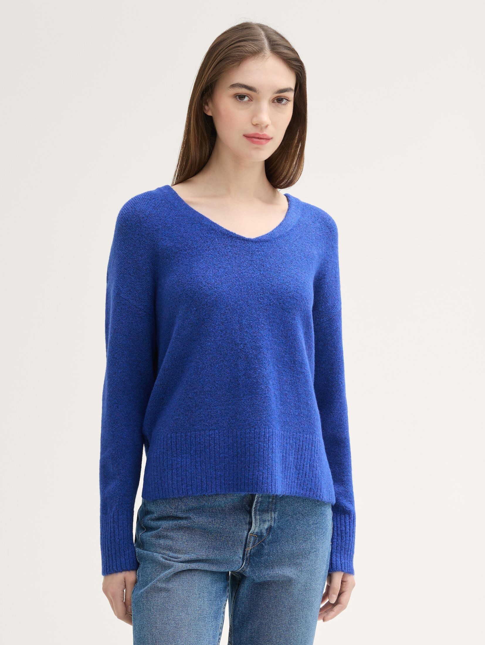 Strickpullover Relaxed Strickpullover mit V-Ausschnitt