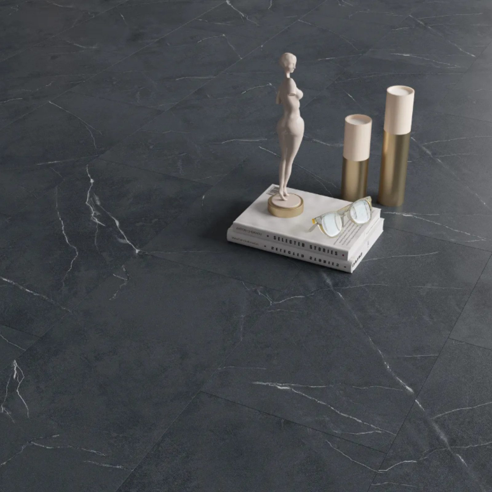 HORI Vinylboden HORI Klick-Hartvinylboden, Boden für Wohnräume Fliesenformat, Rigid SPC, Concreto Filmine, XXL Bodenbelag, Paket, 4 Stück pro Paket, Leicht zu installieren, geräuschdämpfend und feuchtigkeitsbeständig.