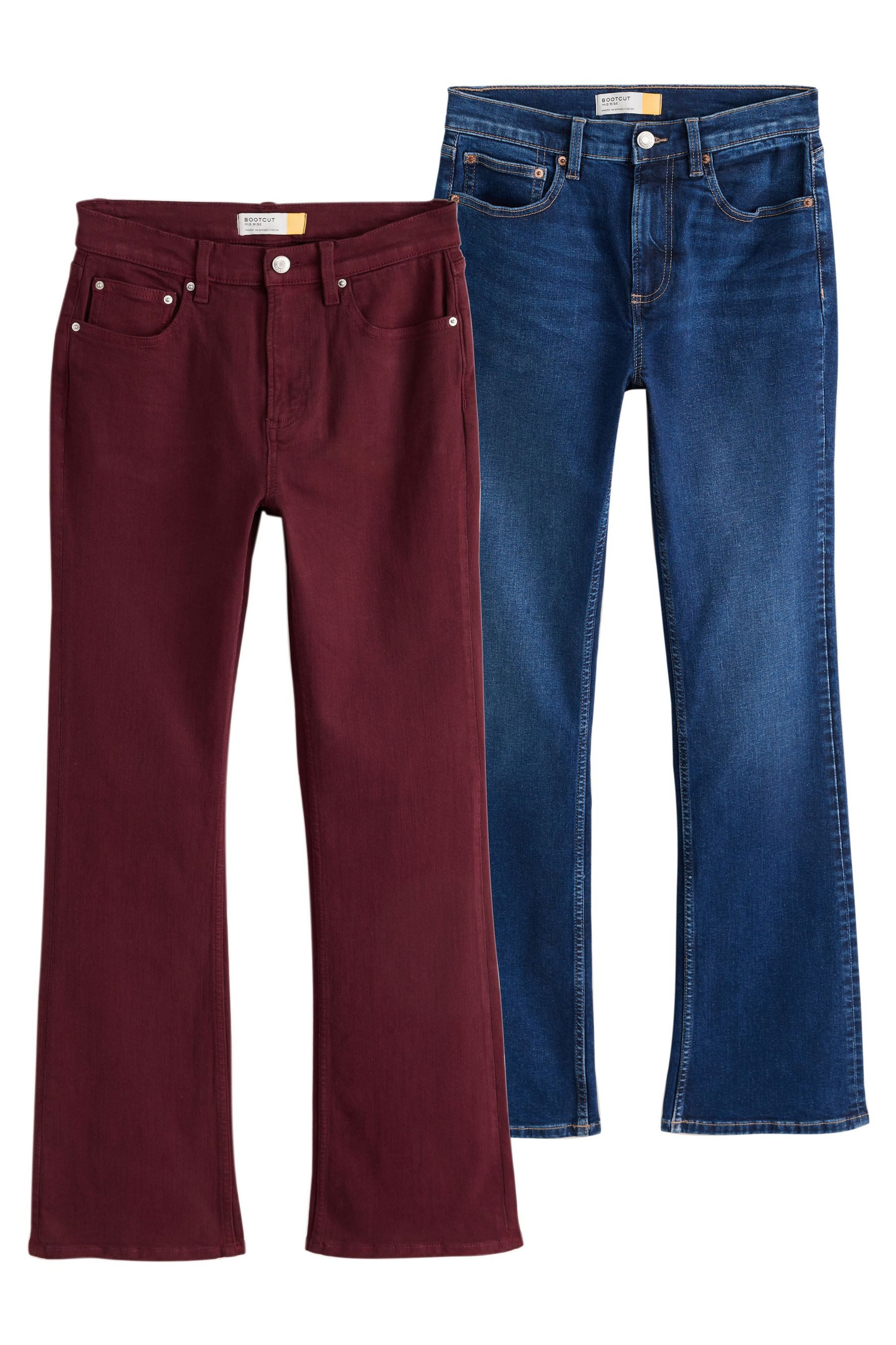 Next Bootcut-Jeans Mittelhohe Bootcut Jeans 2er-Pack (2-tlg)