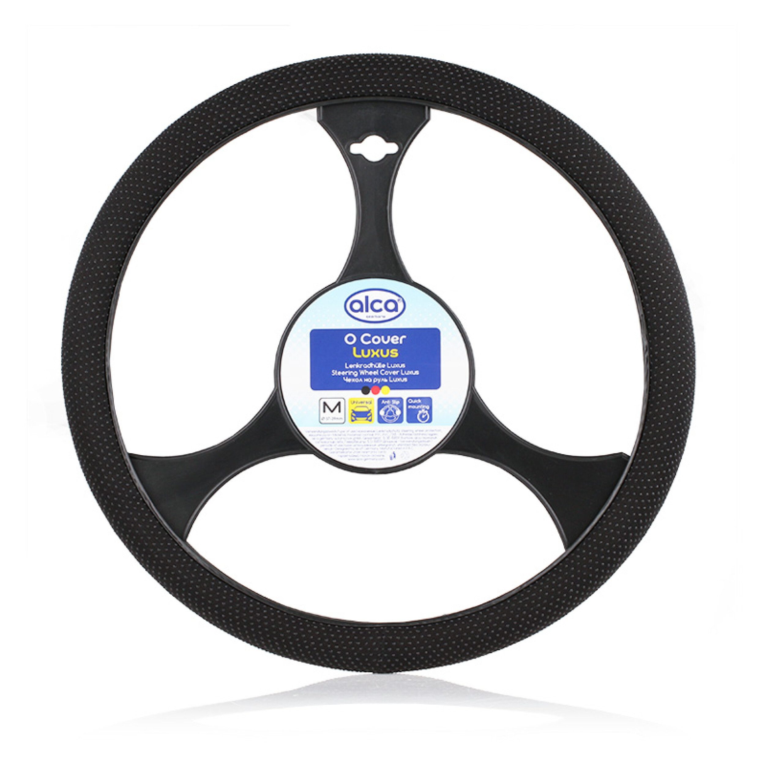 alca Lenkradbezug Lenkradhülle Luxus Auto 37-39 cm Lenkradschoner schwarz Textildesign, (1-tlg)