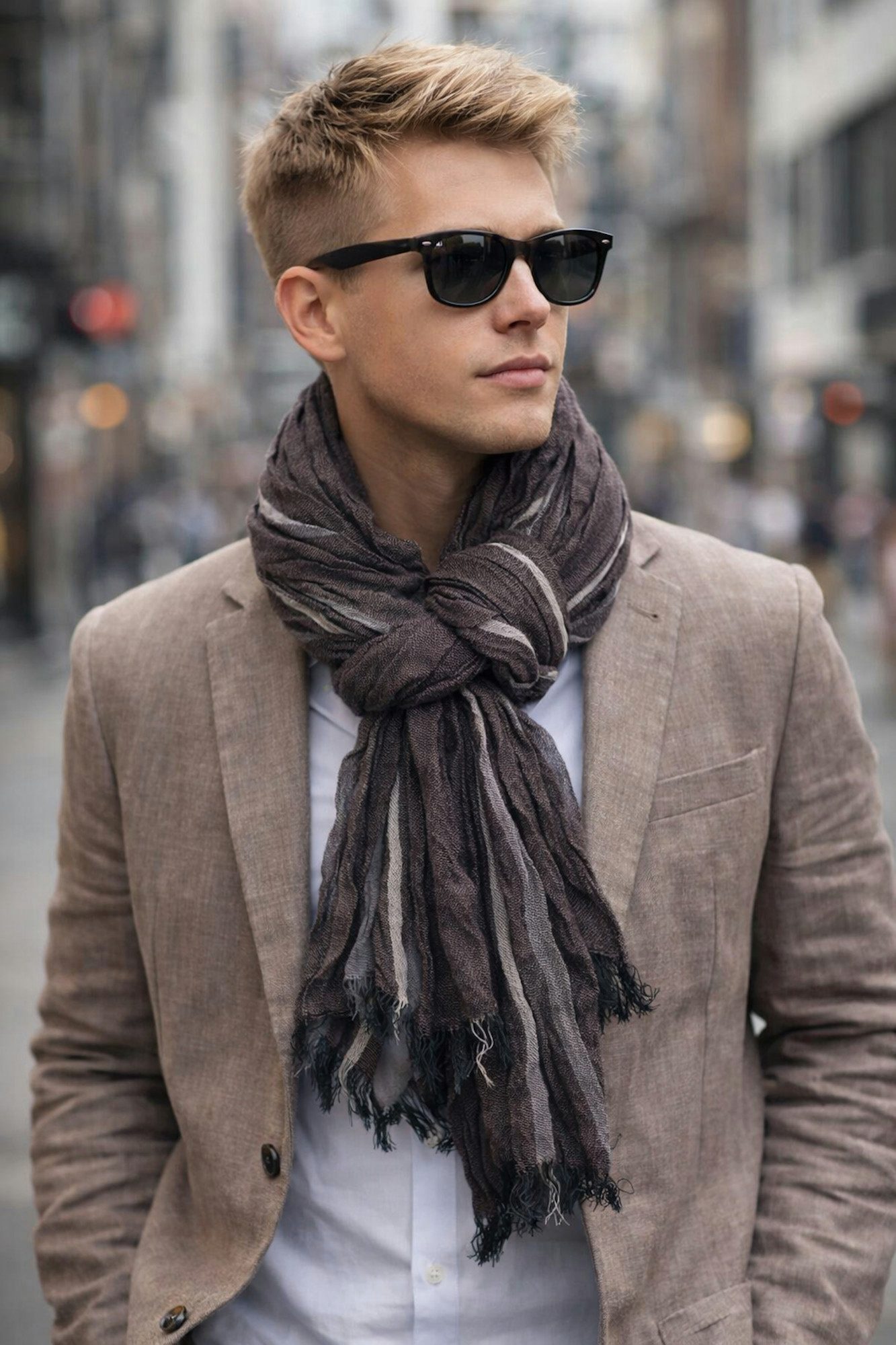 Ella Jonte Modeschal, Leichter Ganzjahresschal mit Crinkle-Effekt - Baumwoll-Mix