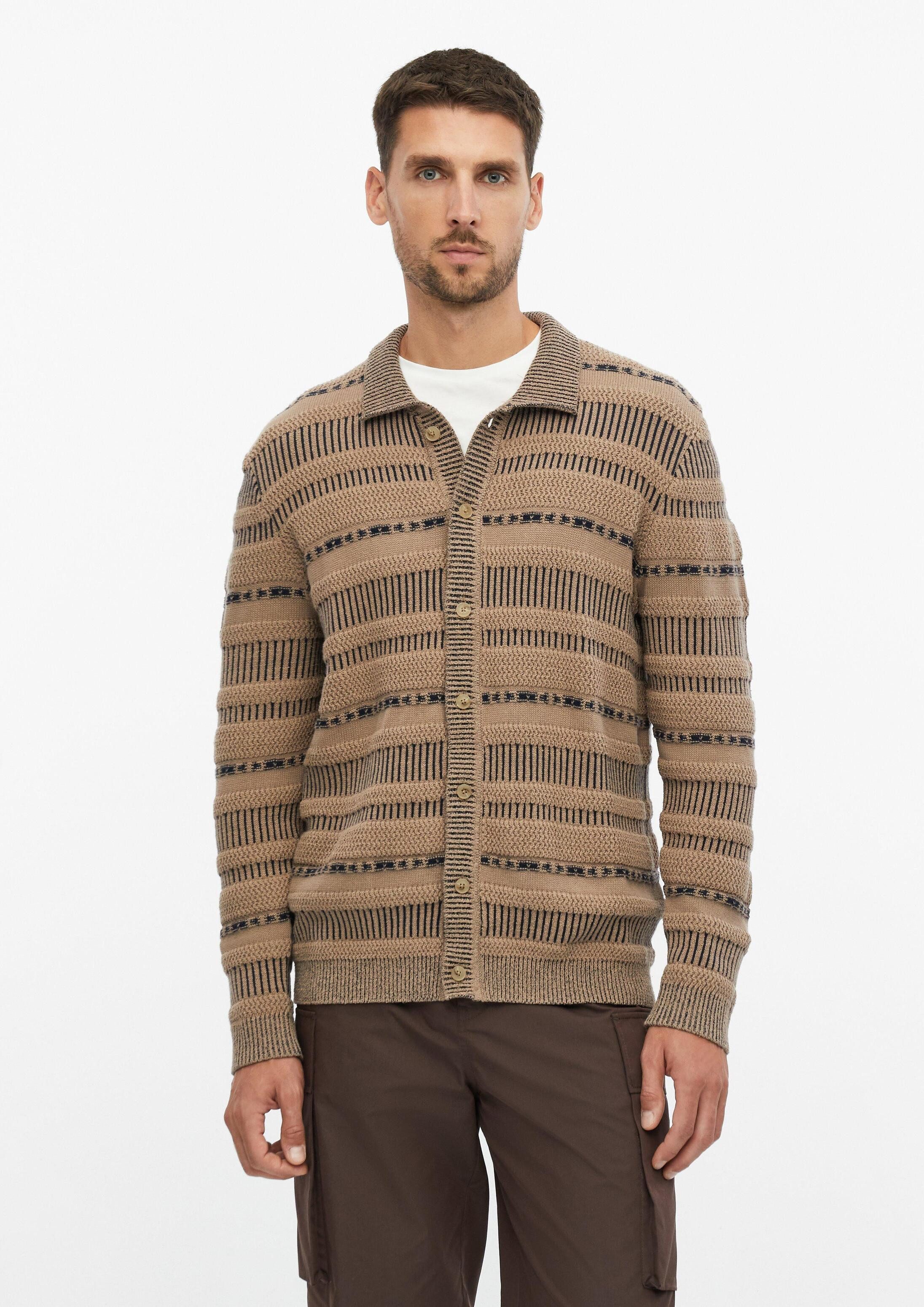 s.Oliver Cardigan Strickjacke Strickjacke mit Strukturmix und Polokragen