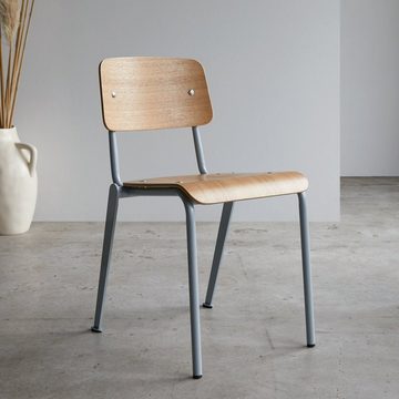 Tikamoon Esszimmerstuhl Mio Stuhl aus Esche und Metall grey