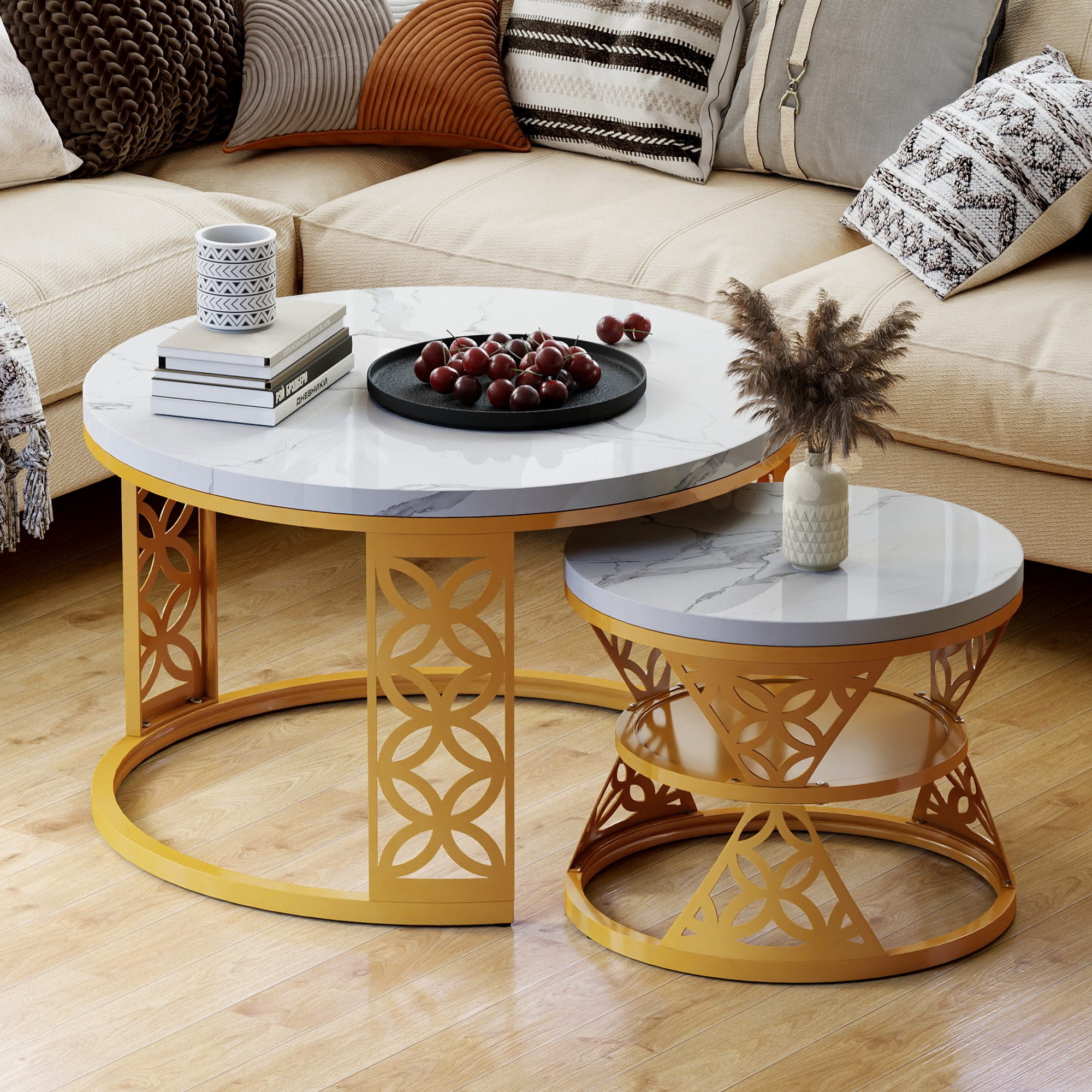 HAUSS SPOLE Couchtisch rund 2er-Satztisch Beistelltisch Sofatisch mit hitze günstig online kaufen