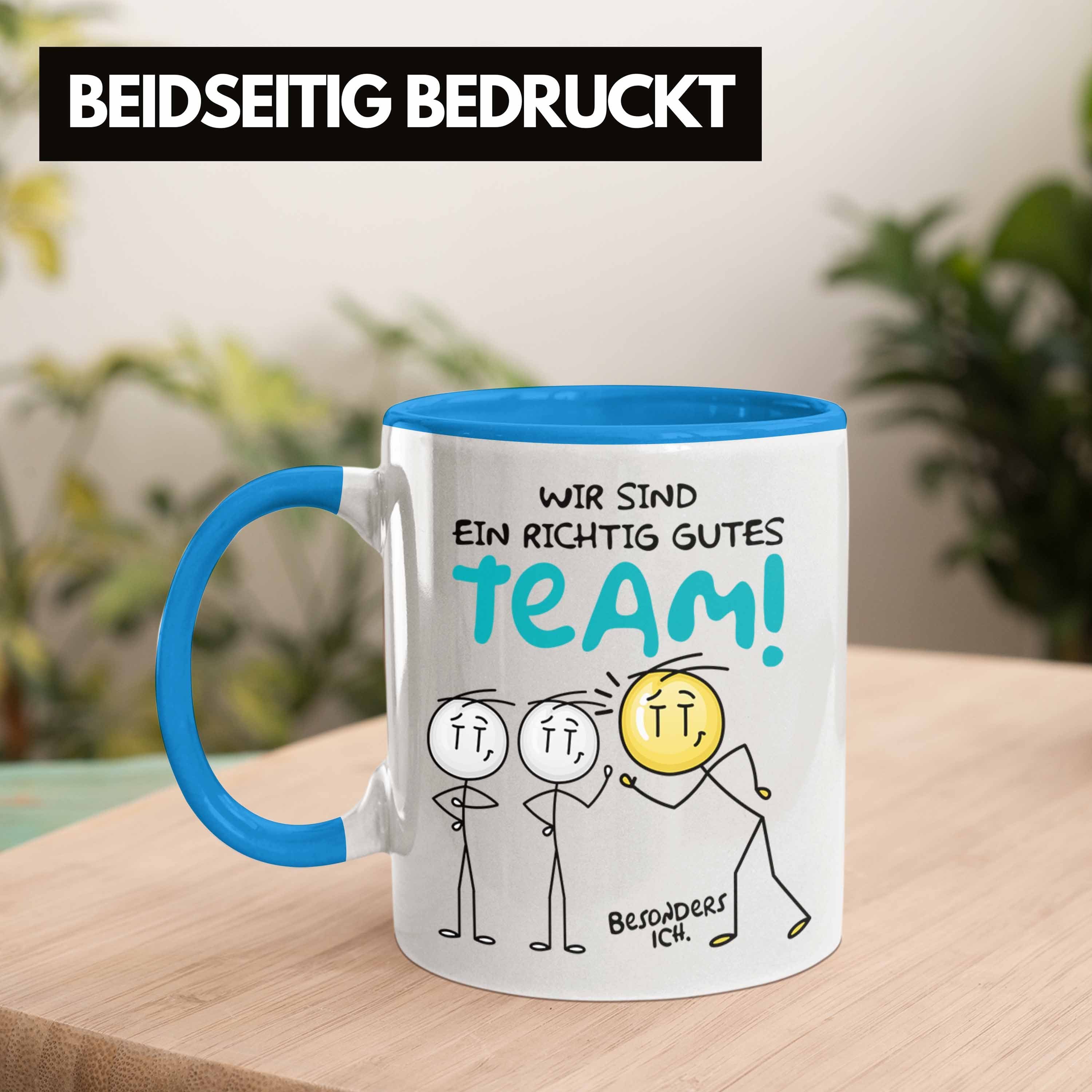 Trendation Dankeschön Kaffeetasse Team Tasse für Geschenk Bestes Tasse Dan Blau Geschenkidee