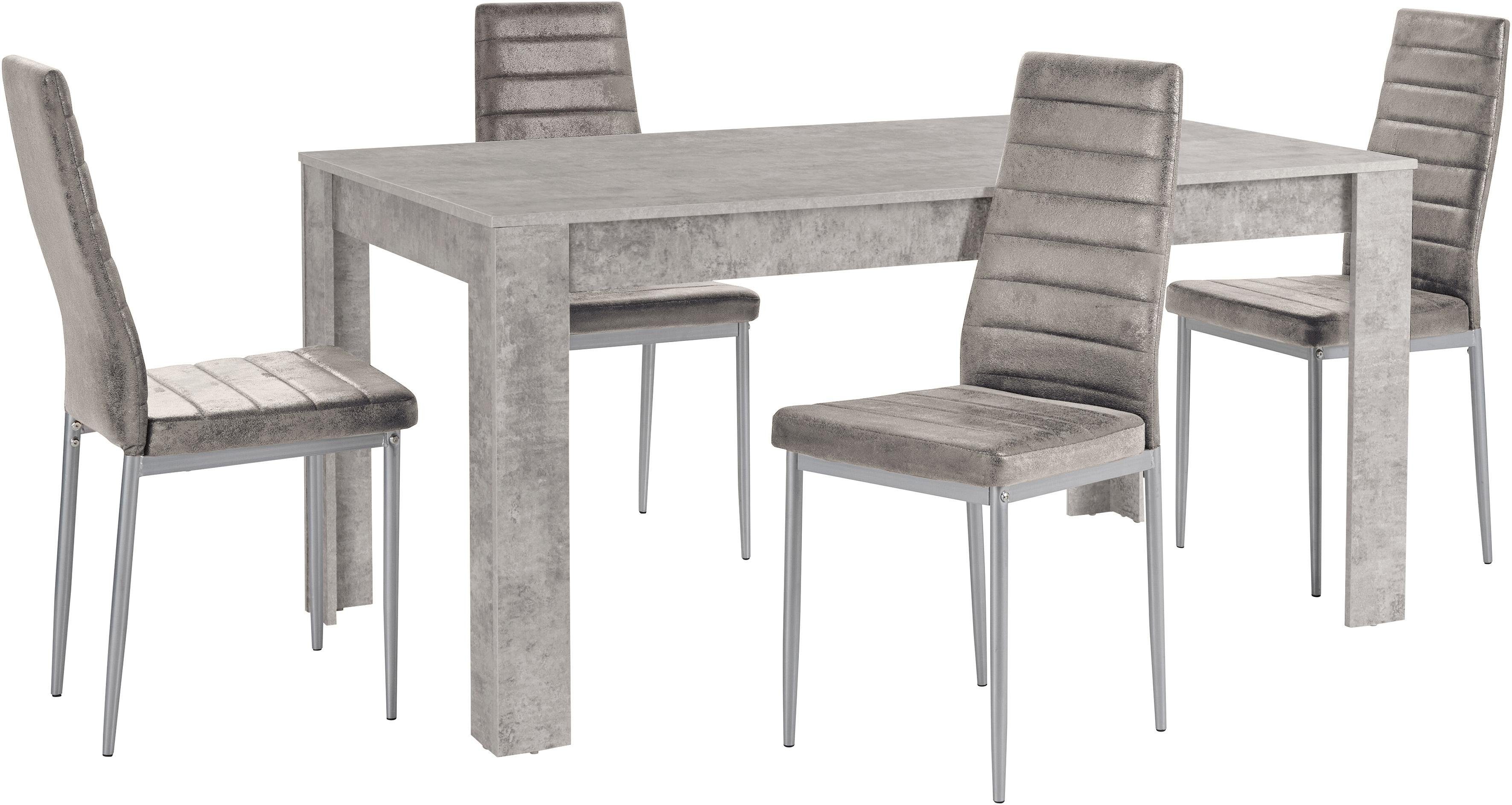 OTTO home Essgruppe Lynn160/Kate, (Set, 5-tlg), Tisch mit 4 Stühlen, Belastbarkeit 120 KG