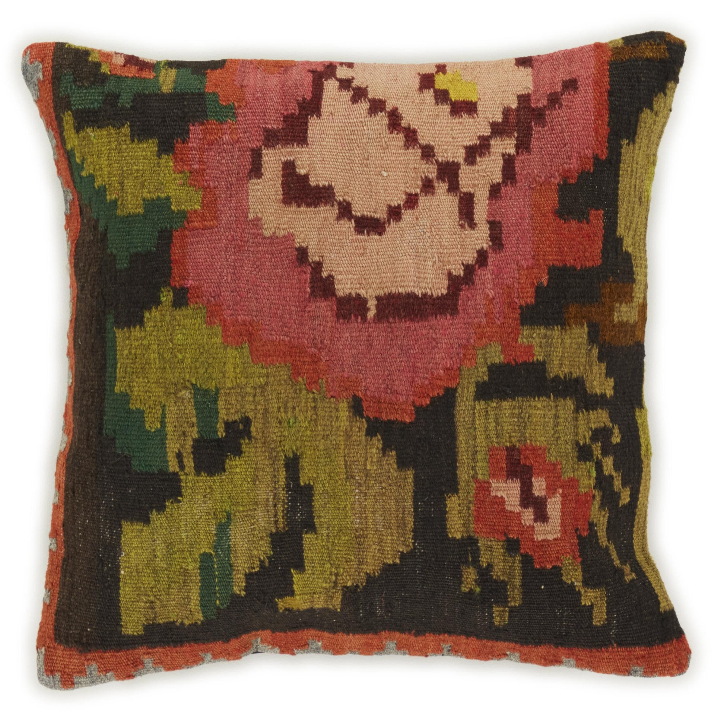 Nain Trading Orientteppich Kelim Rosen Pillowcase 51x49 Handgewebter Orientteppich Quadratisch, quadratisch, Höhe: 3 mm