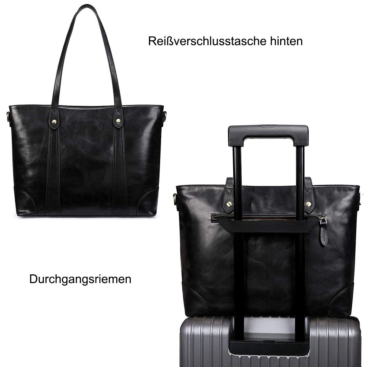 Laptoptasche S-ZONE Schwarz Handtasche, Umhängetasche 15,6" Arbeitstasche,