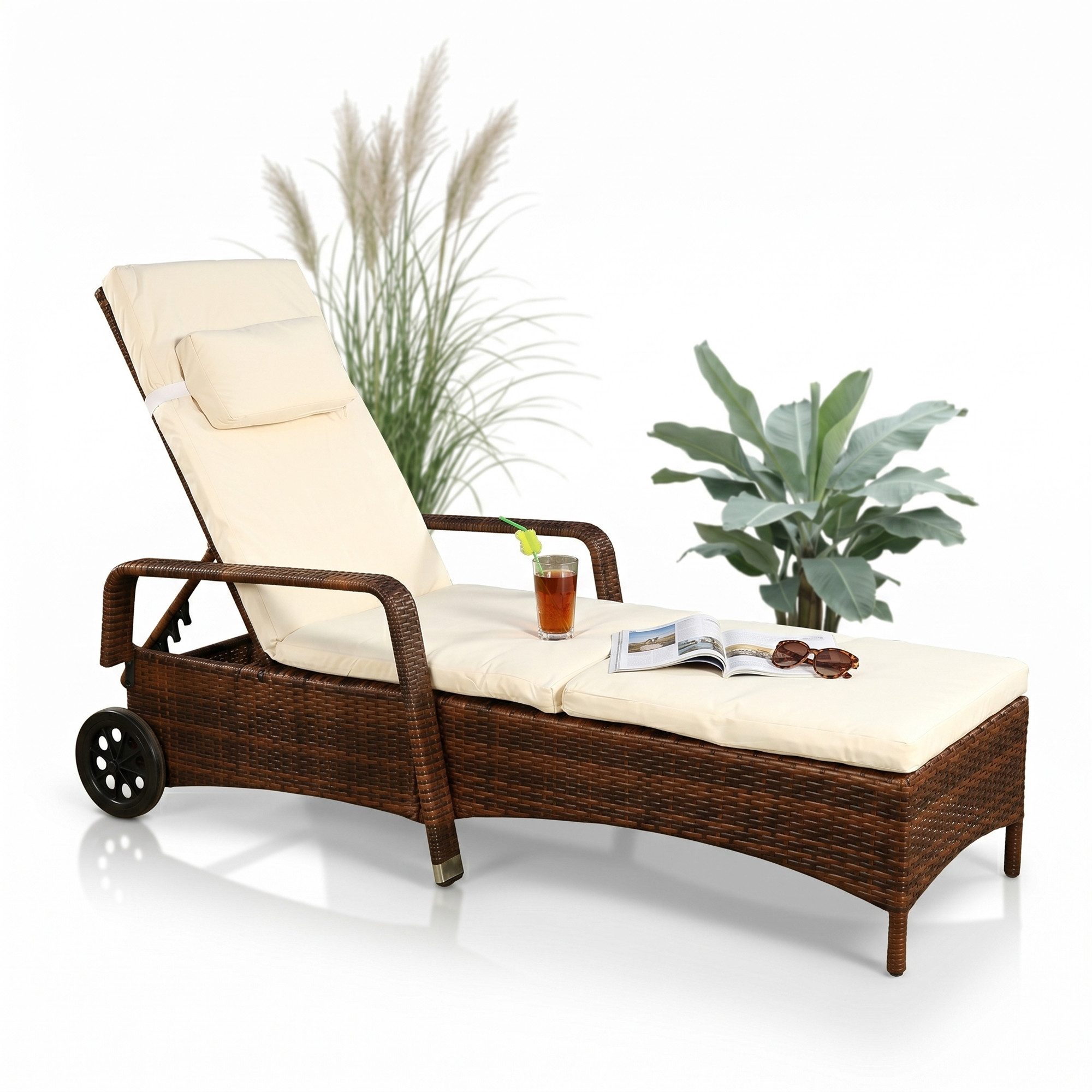 Gartenliege Rattan Sonnenliege Gartenliege Polyrattan Rattanmöbel Terrassen Liege
