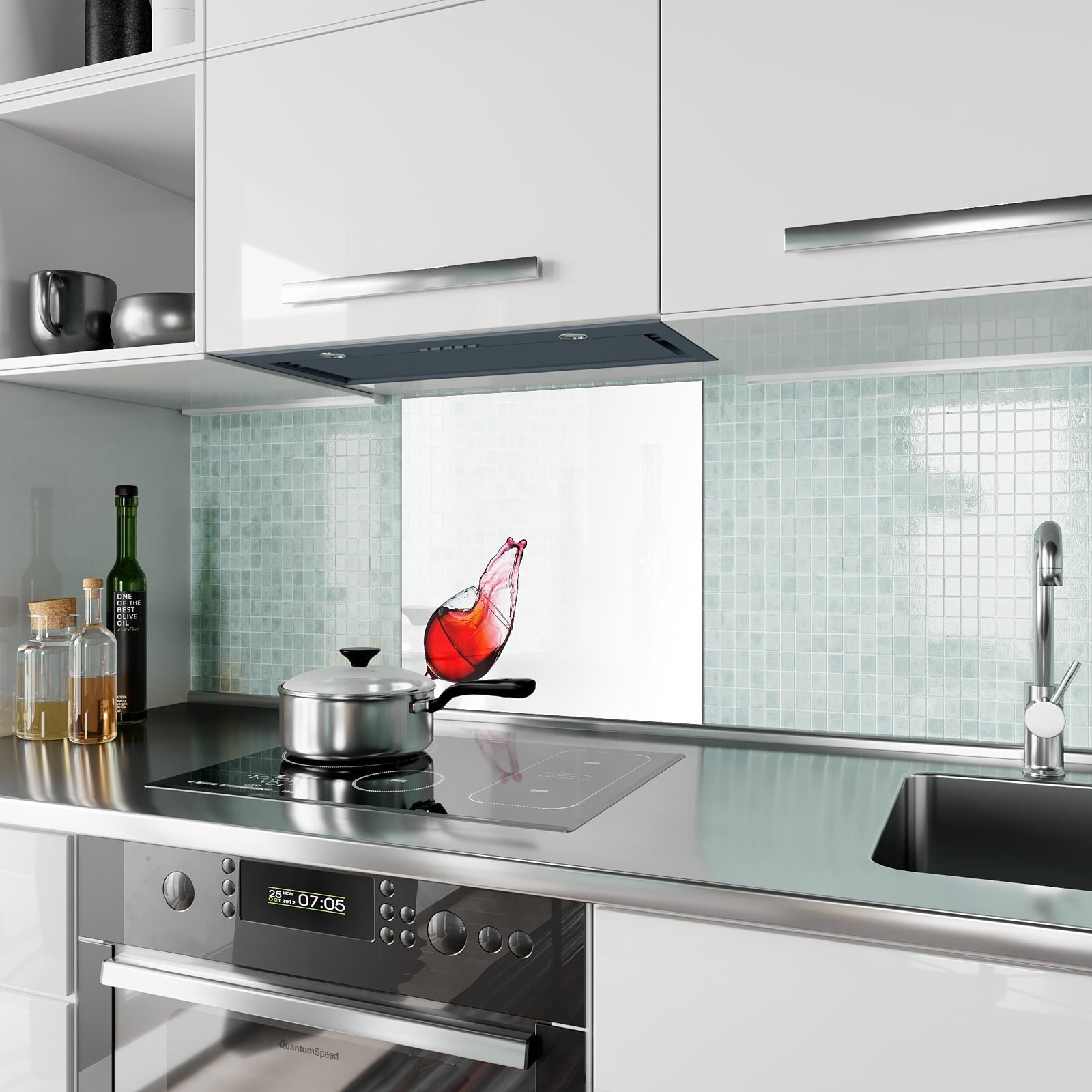 schüttet Küchenrückwand Motiv Glas Primedeco aus Küchenrückwand Rotwein Spritzschutz mit