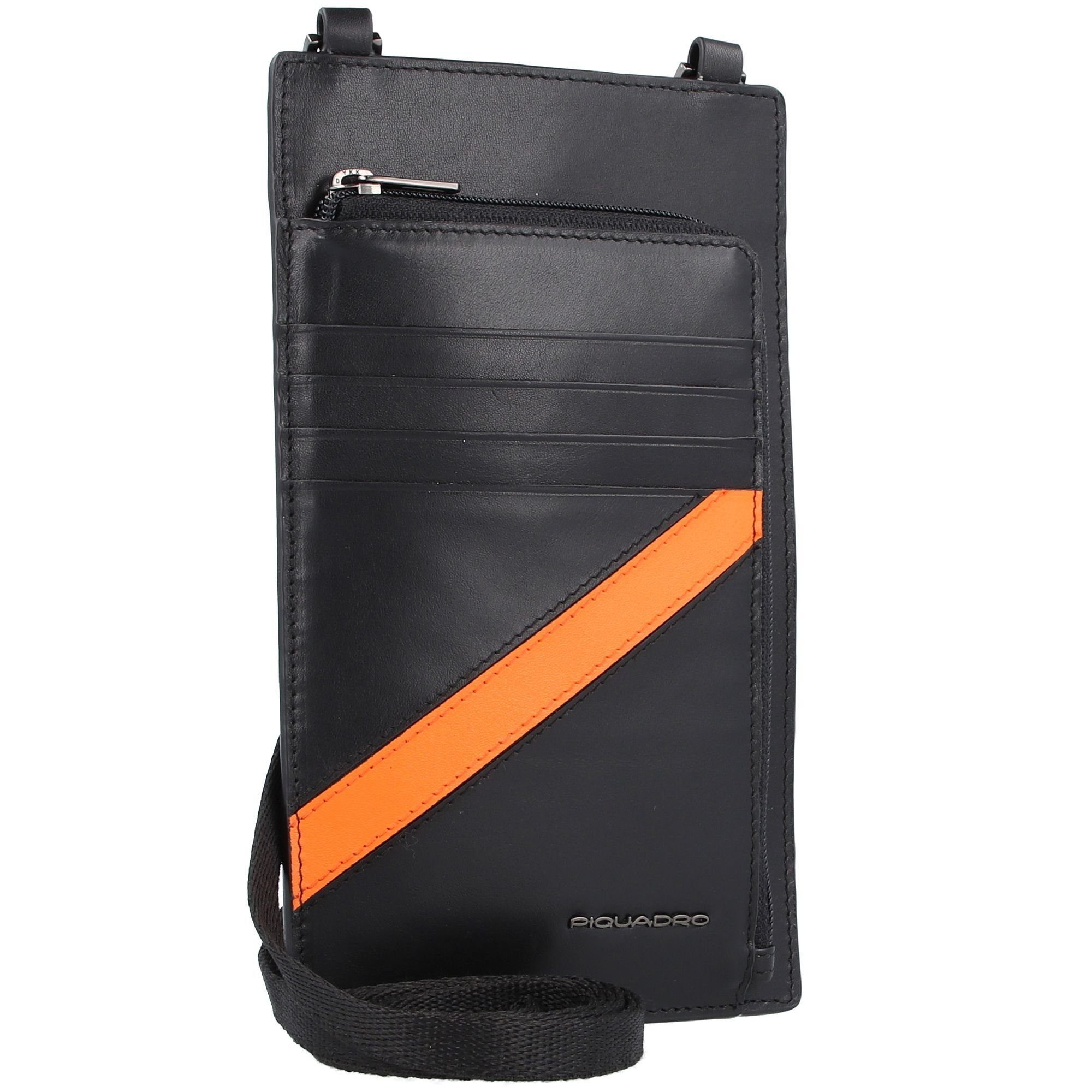 Piquadro PQ-Line, Leder black-orange Smartphone-Hülle