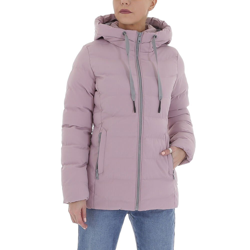 Ital-Design Steppjacke Damen Freizeit Kapuze Gefüttert Winterjacke in Altrosa