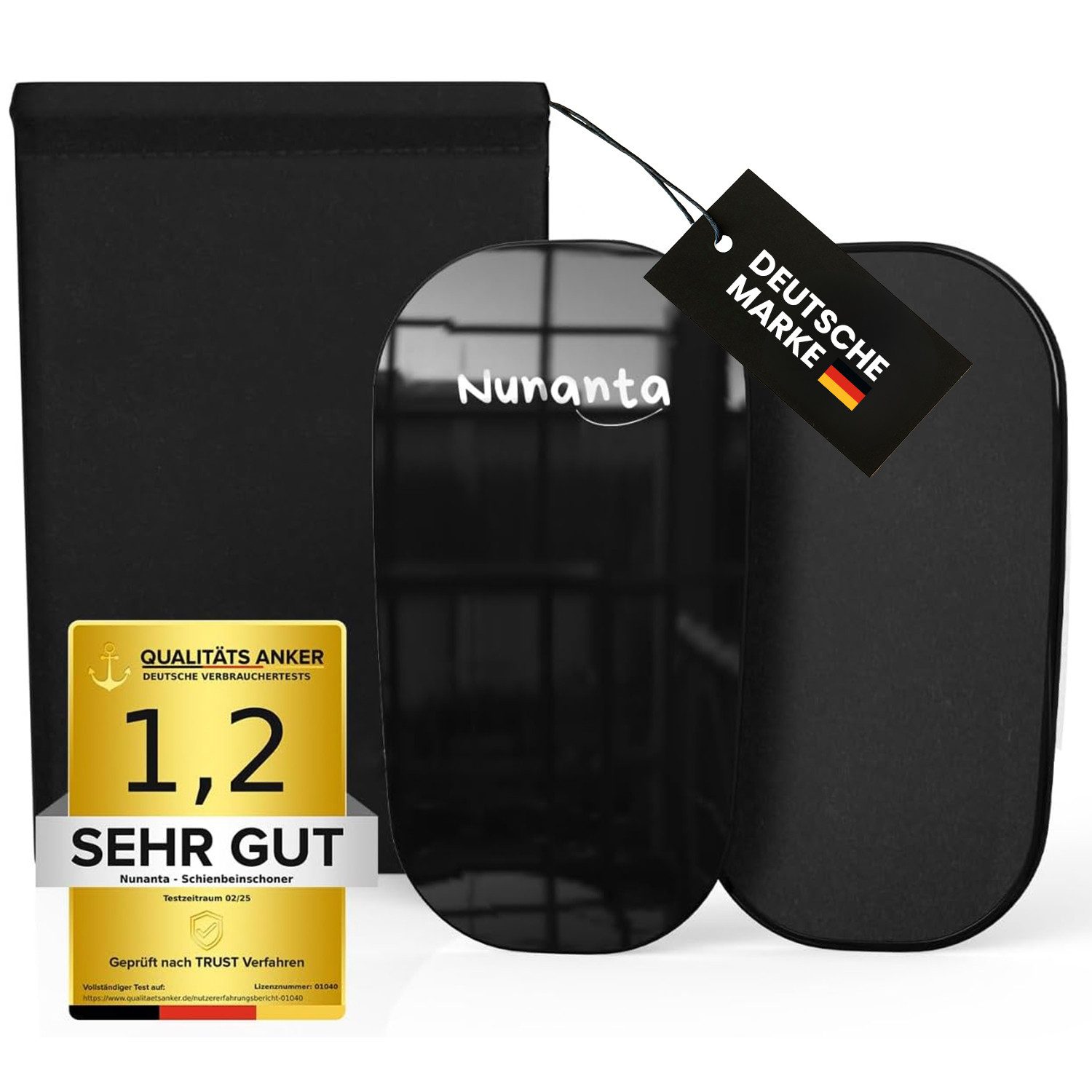 Nunanta Fußball Щитки Black Version, Anpassbare Щитки (Sheen Pads, 2er-Set), Formbare Mini-Schienbeinschoner, 40 g leicht, anpassbar