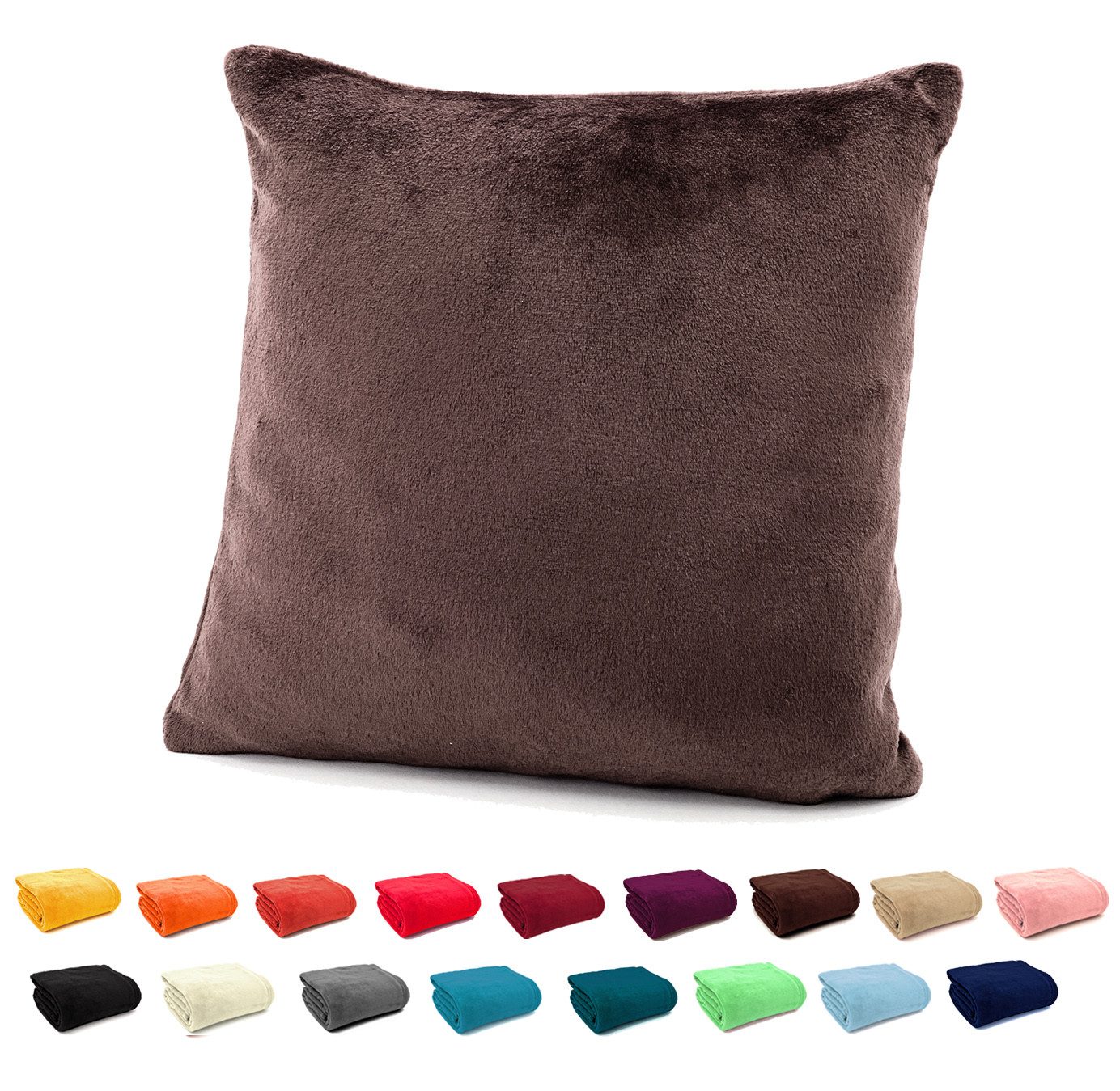 heimtexland Dekokissen Flanell Soft Kuschelkissen Plüsch Kissenbezug, super weich und flauschig, Allergiker geeignet, atmungsaktiv